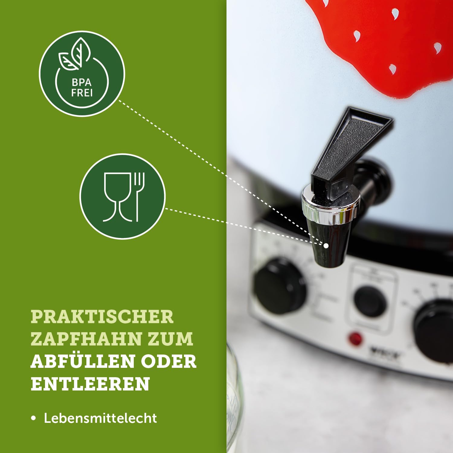 WECK Einkochautomat WAT15-A Emaille mit Präzisionsthermostat, Auslaufhahn & Zeitschaltuhr – 29L Einkochtopf, Glühweinkocher, Dampfentsafter, Einweckautomat – Made in Germany