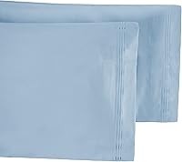 Vista 2 de 100% algodón egipcio de 650 hilos, juego de fundas de almohada estándar de 2 piezas, una sola capa, sólido, azul bebé