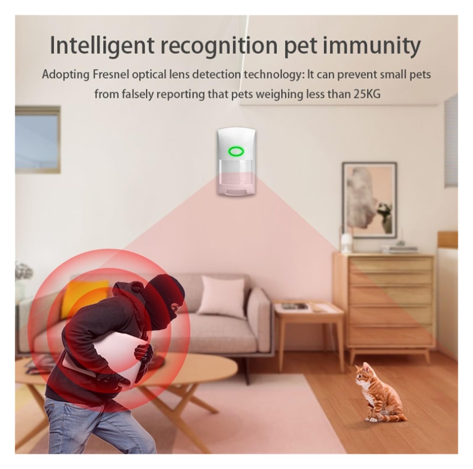 Sistemas De Seguridad Para El Hogar Sensor de movimiento PIR, Detector infrarrojo WIFI, Sensor de cuerpo humano, alarma, aplicación de vida inteligente, sistema de seguridad inalámbrico for el hogar