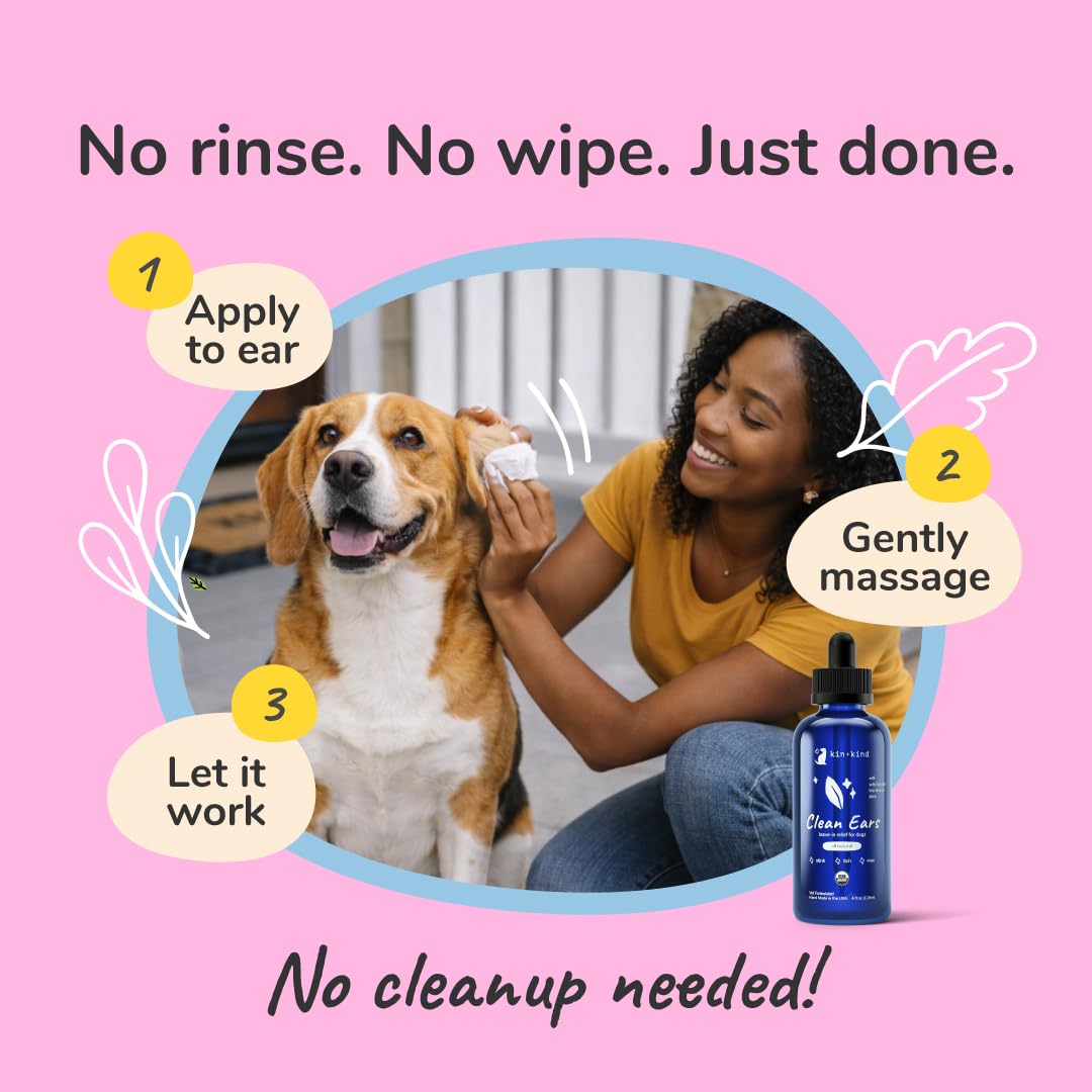 kin+kind Organic Dog Ear Drops & Cleaner Solution - Easy-to-Use Ear Wash for Dogs - Cleans Wax, Dirt & Odor - Gentle Ear Cleaning w/Witch Hazel, Aloe Vera & Tea Tree Oil - Made in USA - 4 fl oz - image 5