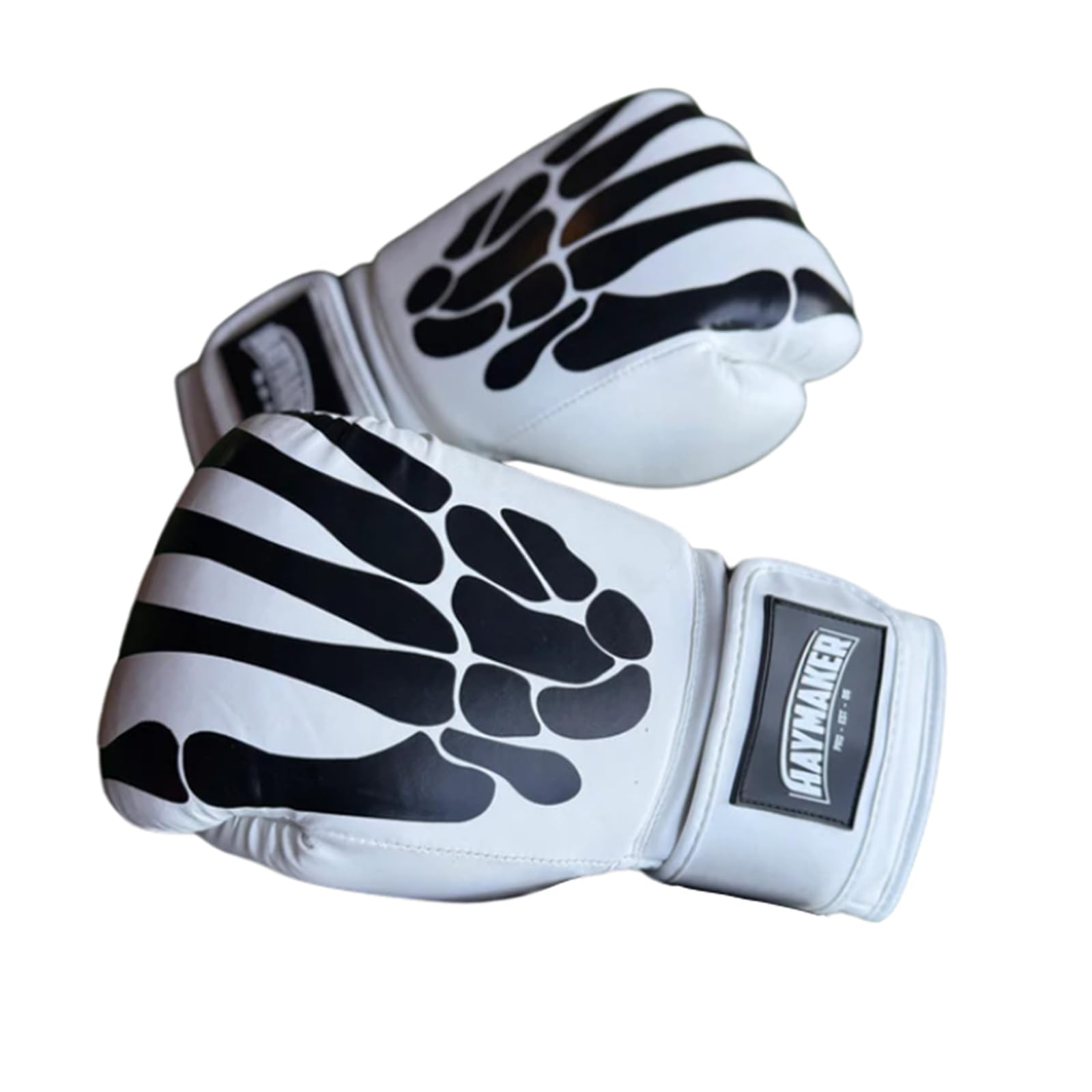Haymaker Boxing Bag Gloves Skeleton – Faux Leather – White – 12oz – Pro Style