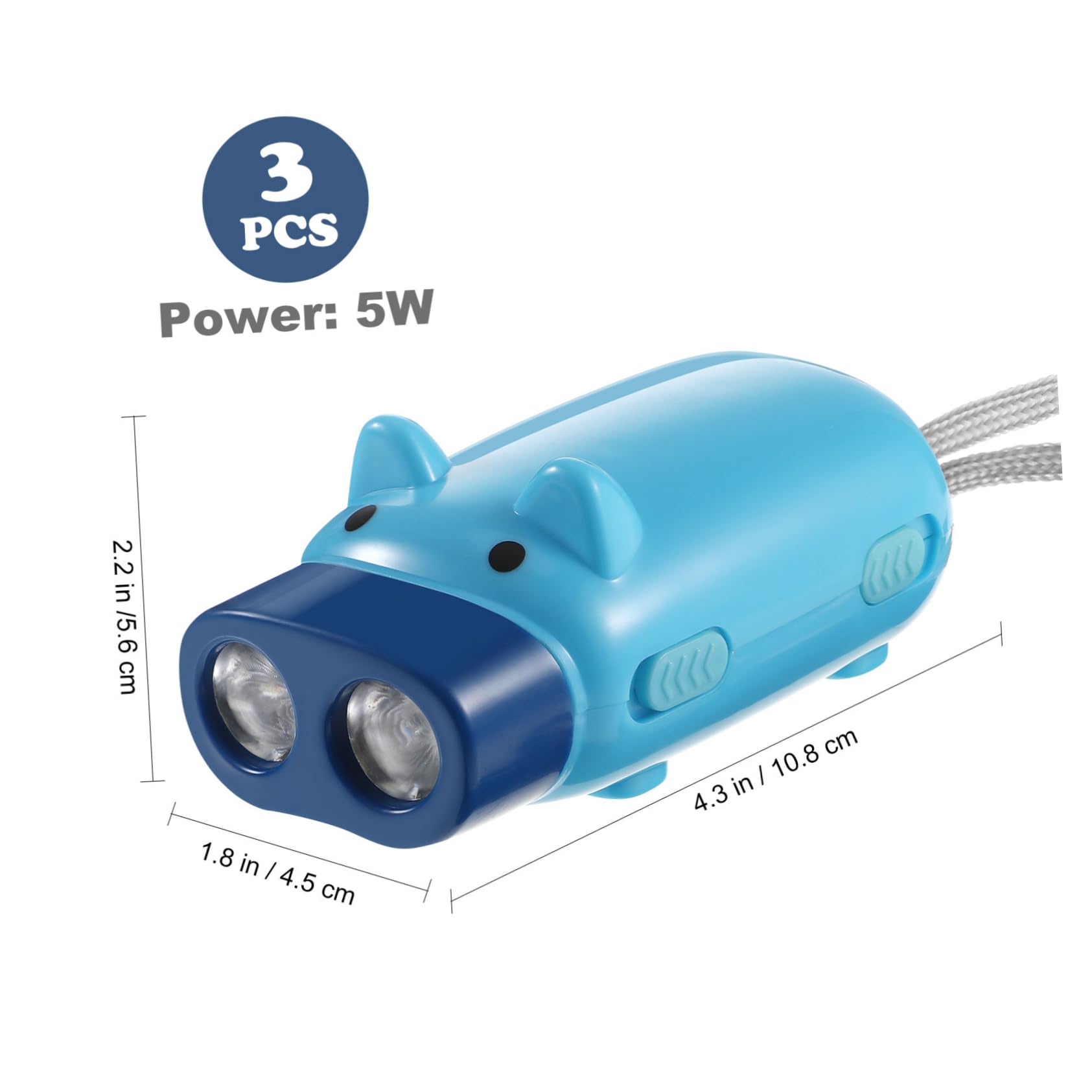 3 Pack Hand Crank Emergency Torch, No Battery Required, 2 LED Bright Lights, Portable Wind-Up Flashlight for Camping Hiking - Image 2
