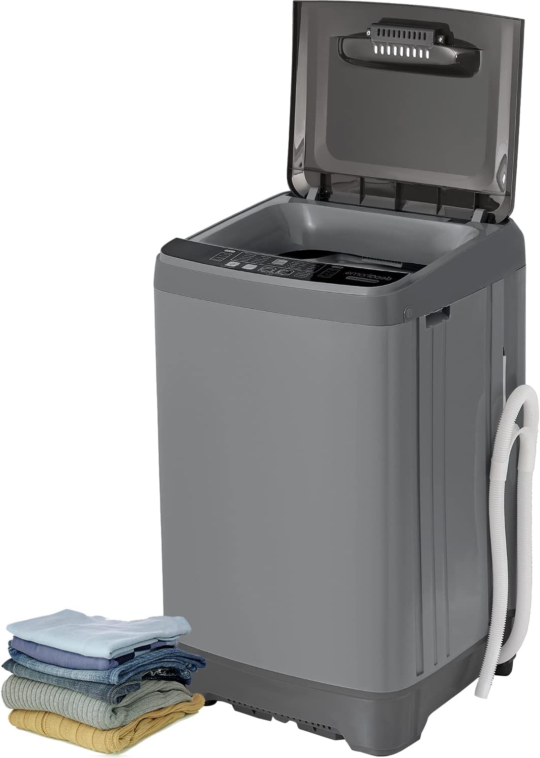 Deco Home Fully Automatic Portable Washing Machine, 1.8 cu. ft, 16lb Capacity, 10 Smart Cleaning Programs, Water Inlet and Drain Pump Gray FAWSH03