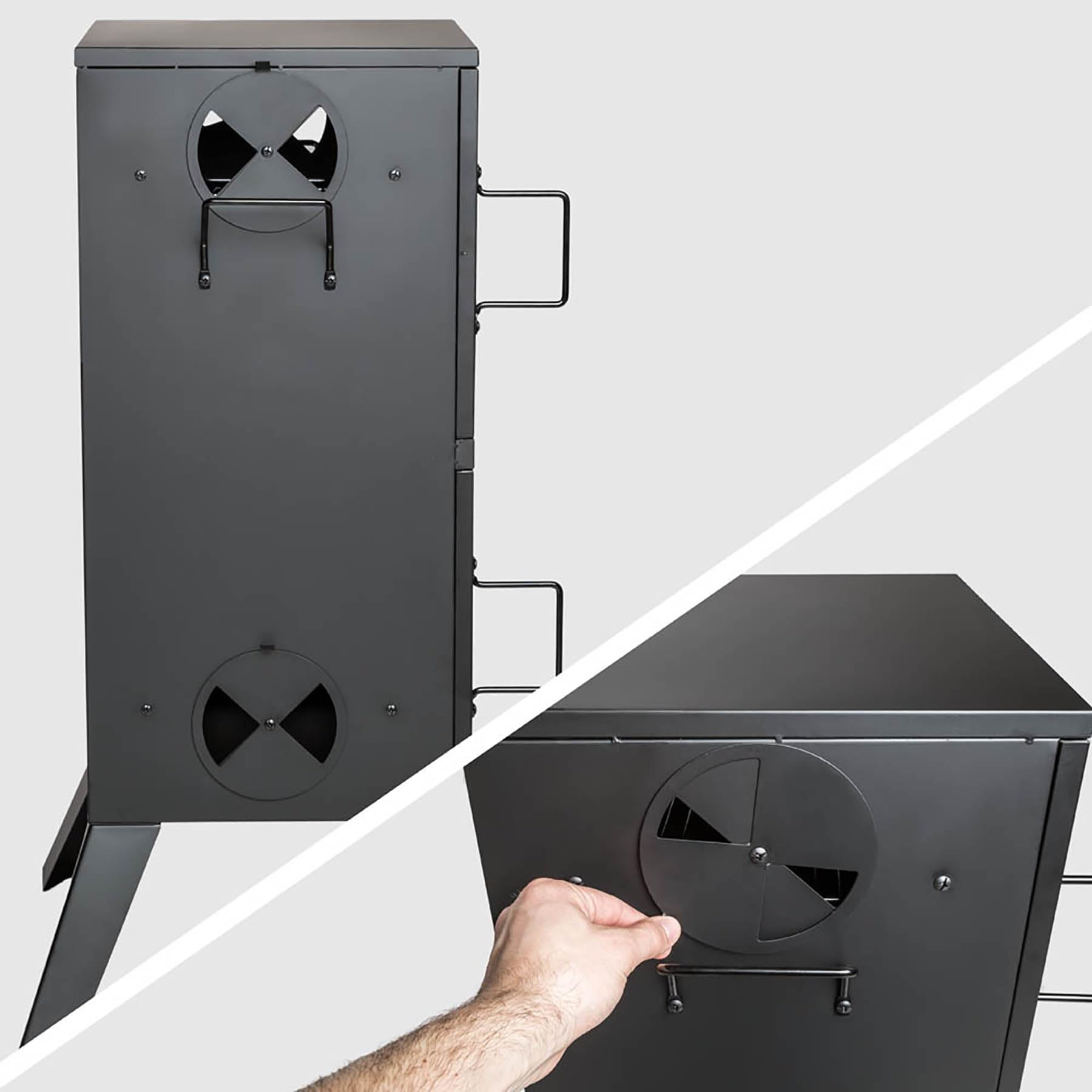 tectake® BBQ Barbecue Smoker a Carbonella, 54x50,5x100 cm, Forno per Affumicatura a Legna, Acciaio Resistente al Calore, Indicazione Temperatura, 2 Ganci Presa, Griglie Cromate, Affumicatore