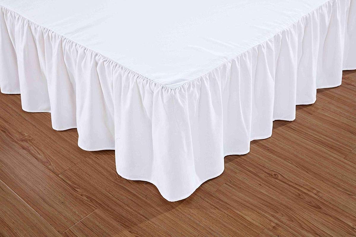 YRM Bedding's Luxury Dust Ruffle 600 TC Egyptian Cotton Wrinkle and Fade Resistant Bed Skirt 15 inch Drop (Full, White)-image-12
