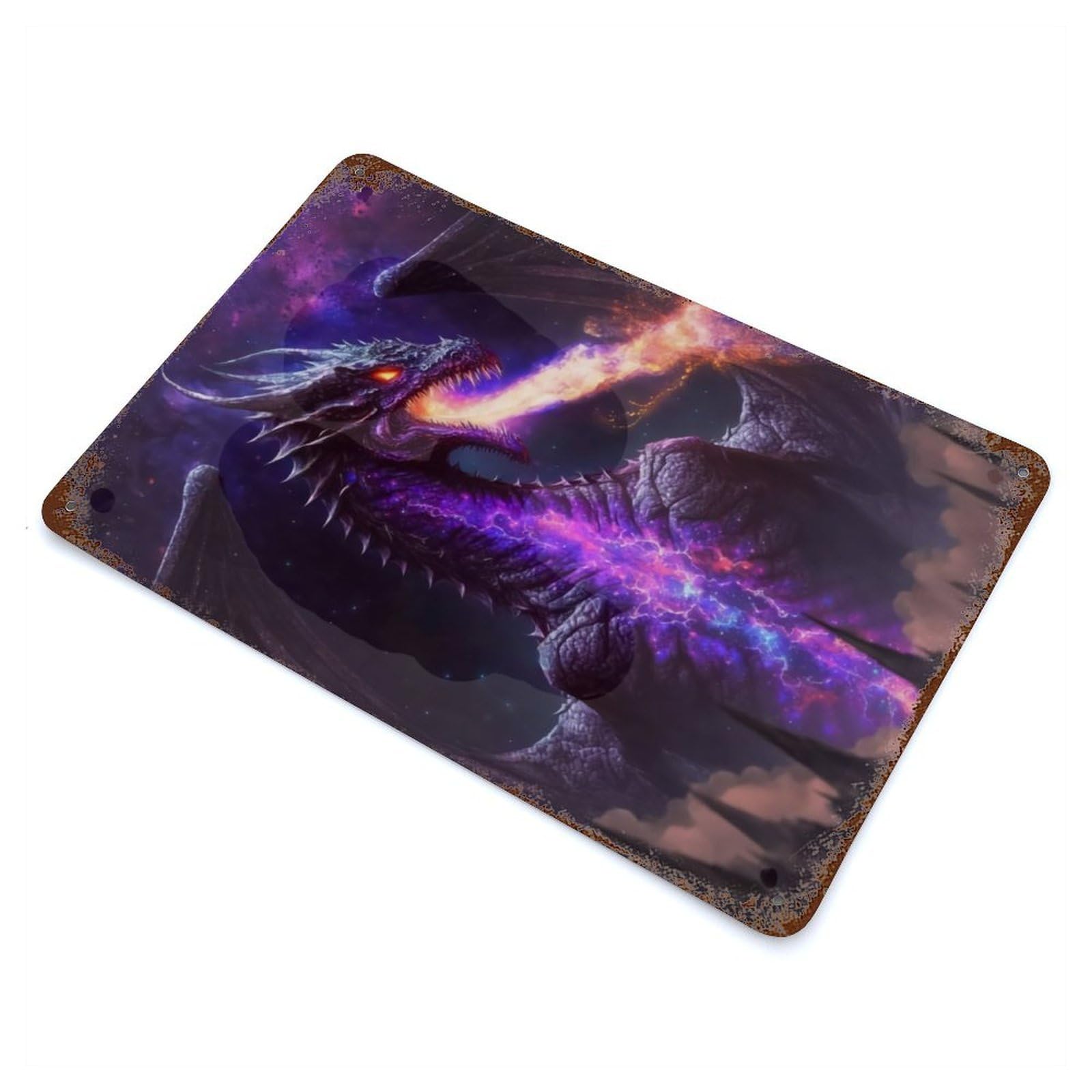 Garage Style The Cosmic Dragon King Vintage Rust Metal Sign 11.8"x7.9", Retro Wall Decor for Bar And Workshop