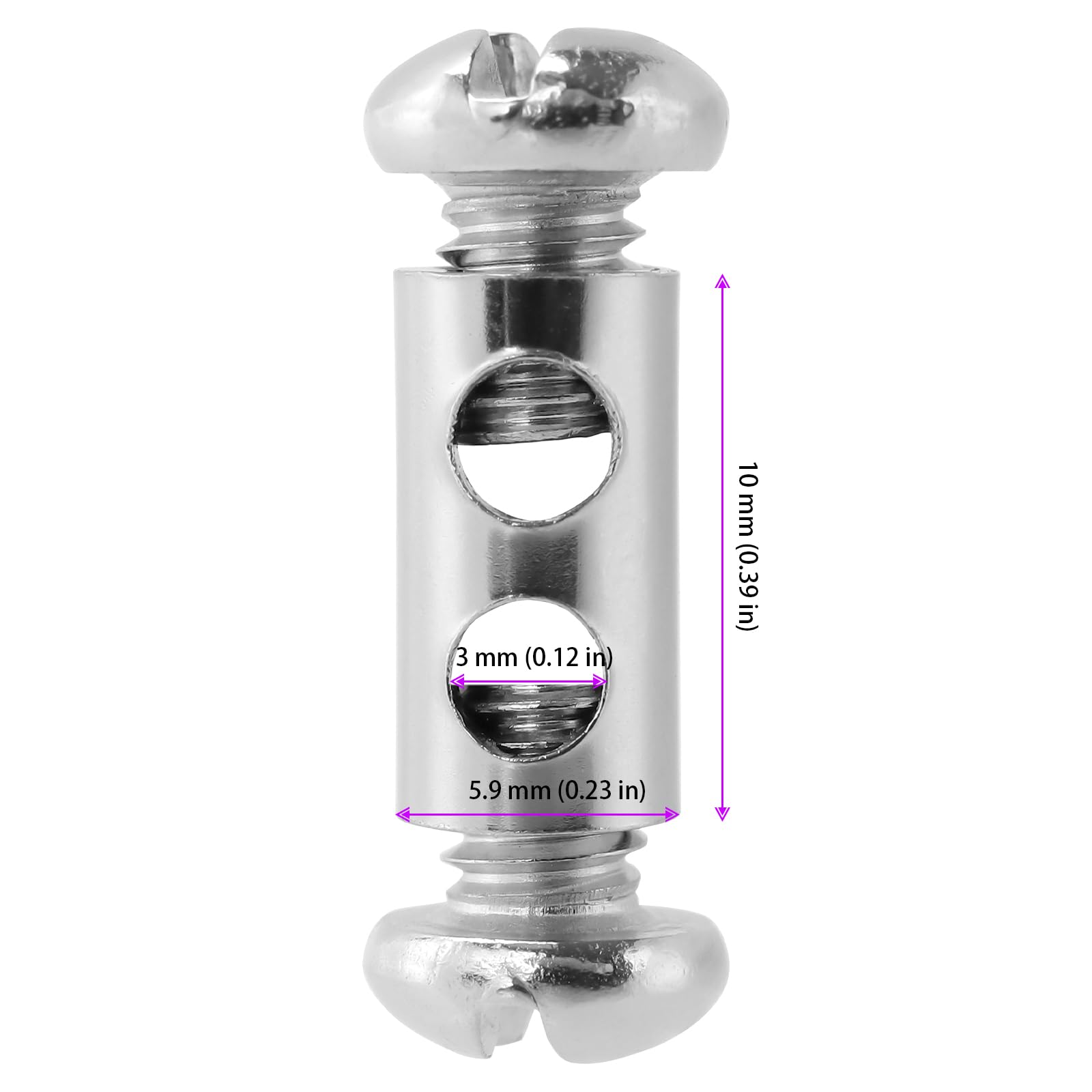 100 sztuk 10 x 5,9 mm zacisk do liny drucianej, zacisk do liny drucianej Duplex, otwór przelotowy 3 mm, podwójne ko?cówki stalowe zaciski do kabli i drutów z miedzi, do lin stalowych i kabli o