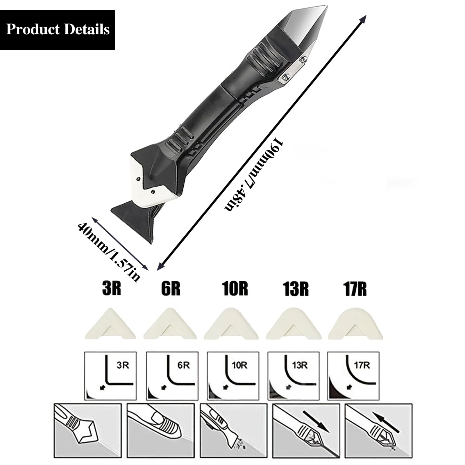 Strumento Rimozione Silicone 5 in 1 Raschietto Kit Spatola per Sigillante Applicatore