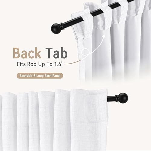 Miniatura 5 de 100% Blackout Shield Cortinas opacas blancas de 108 pulgadas de largo, con pestaña trasera, bolsillo para barra, cortinas opacas con aislamiento