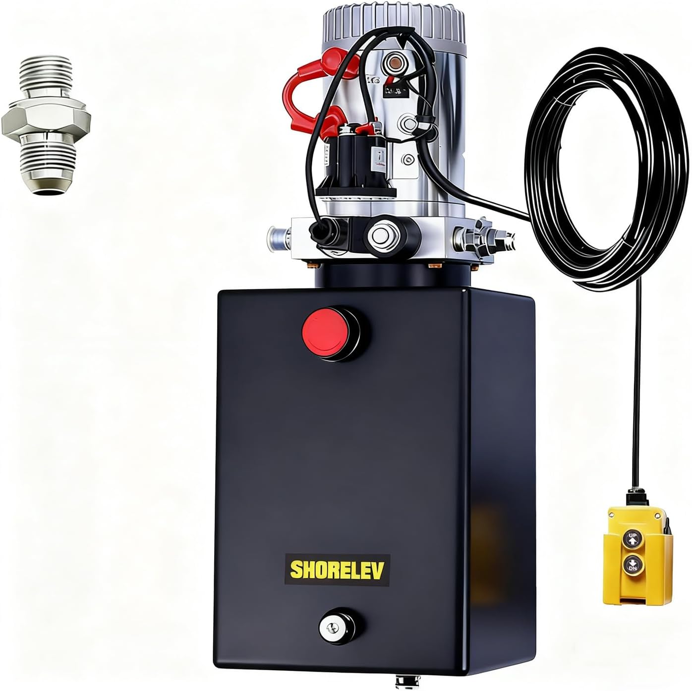 Hydraulic Power Unit 15 Quart with SAE#6 Connector, 12V DC Hydraulic Power Pump, 15L Single Acting Iron Reservoir, 3000 PSI for Dump Trailers, Tow Trucks, Snow Plows, Agricultural Equipment