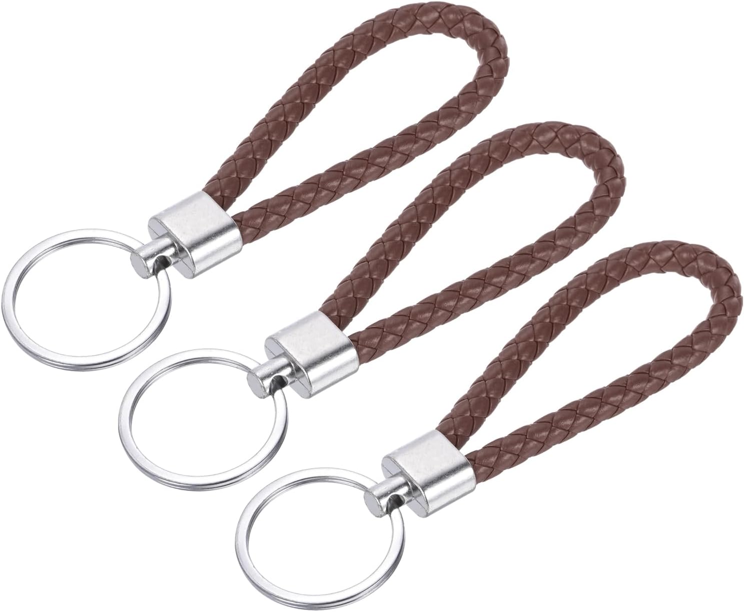 YOKIVE 3 Pcs Braided Leather Keychains, Home PU Keys Ring Woven Decoration