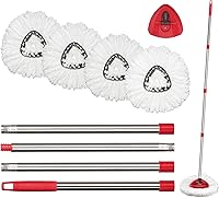 Vista 10 de Qulable EasyWring - Juego de 4 cabezales de repuesto para trapeador giratorio, microfibra, compatible con trapeador giratorio triangular, limpieza