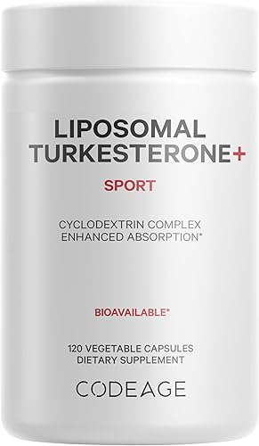 Codeage Suplemento de turkesterona, suministro para 4 meses, hidroxipropil-β-ciclodextrina, entrega liposomal, deportes, pre y después del