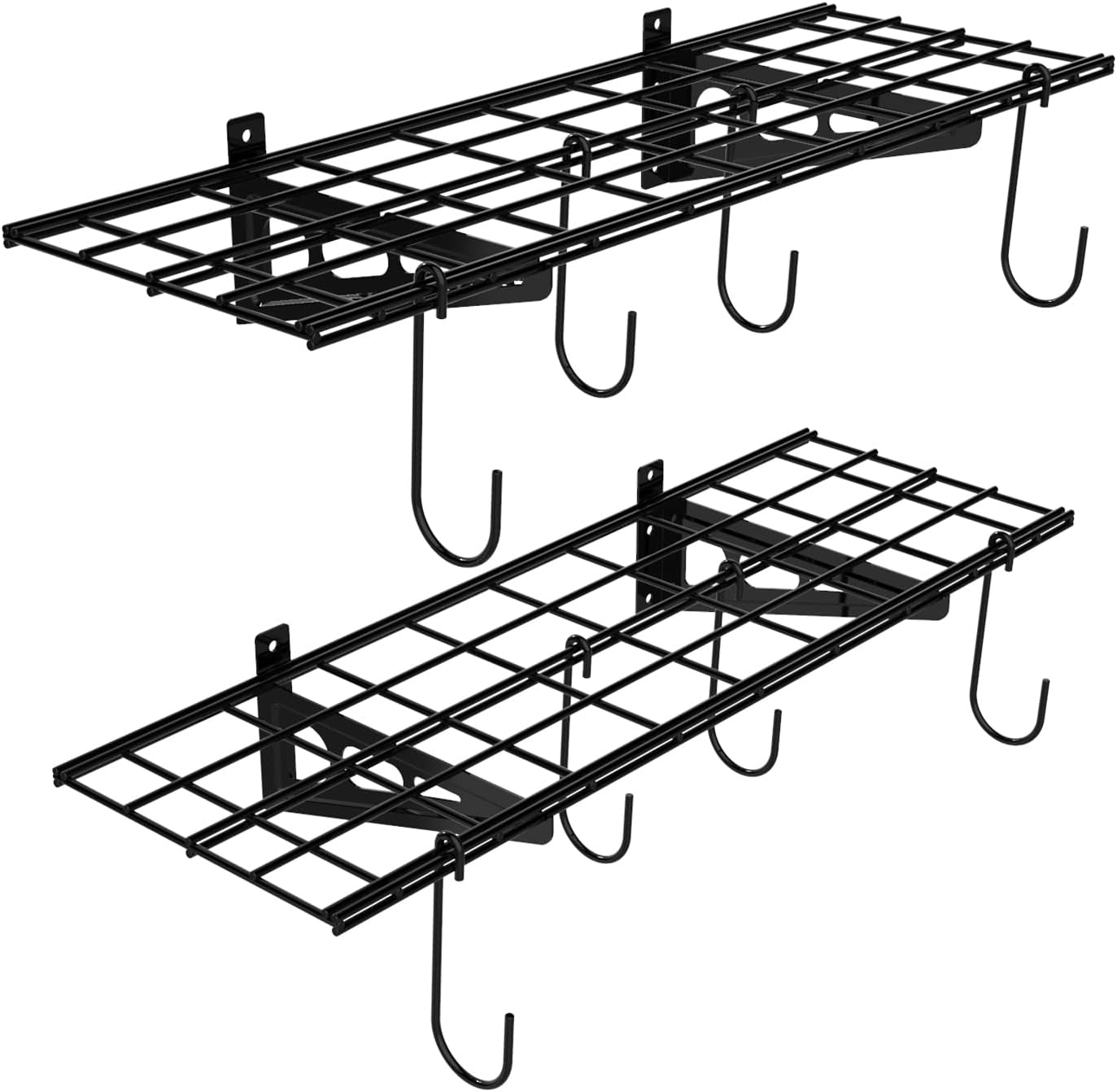 FLEXIMOUNTS Garage Wall Shelving, 2Pack 1x3 ft, Includes 8 Bike Hooks
