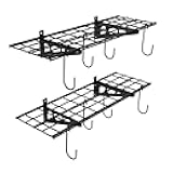 FLEXIMOUNTS Garage Wall Shelving, 2-Pack 1x3 ft, Includes 8 Bike Hooks, Wall Shelf Garage Organization System w/Bike Hangers, Storage Rack, Floating Shelves, 300 lbs Weight Capacity, Classic Series