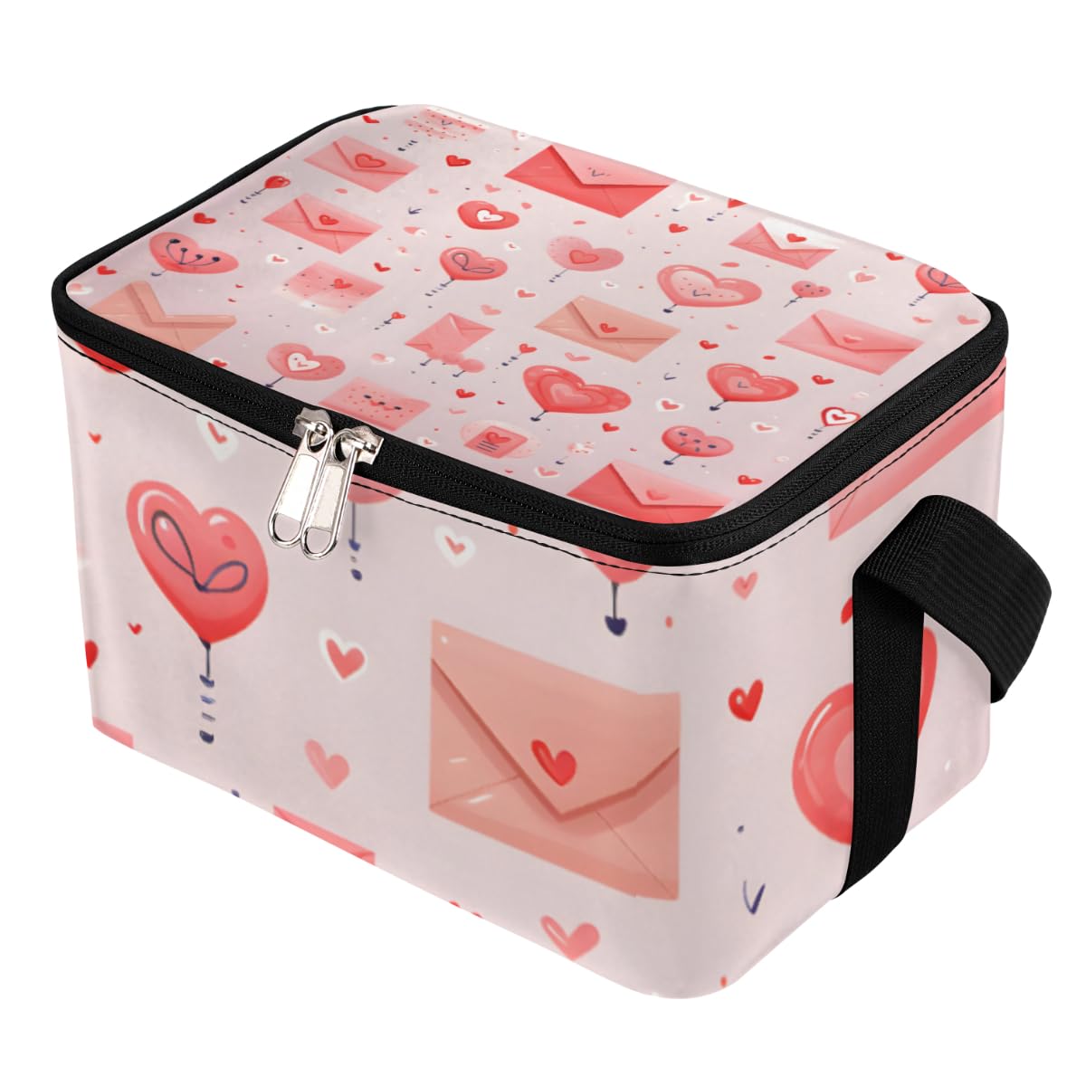 GzLeyigou Lunch Bags for Women Men 9 Cans,Love Messages Hot & Cold Food Delivery Bag Insulated Grocery Bag Insulated Lunch Box Valentine's Day Element Cooler Bag for Office Work Picnic Beach