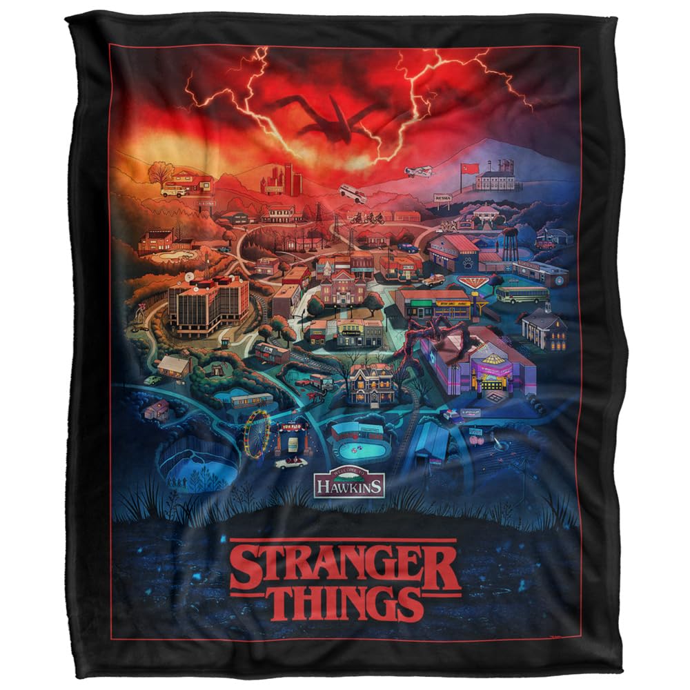 Stranger Things Throw Blanket - Hawkins Map - 152x127 Cm