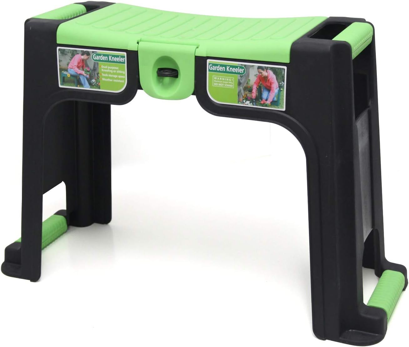 Tabouret De Jardinage Avec Repose-Genoux - Bac De Rangement Intégré - Noir/Vert