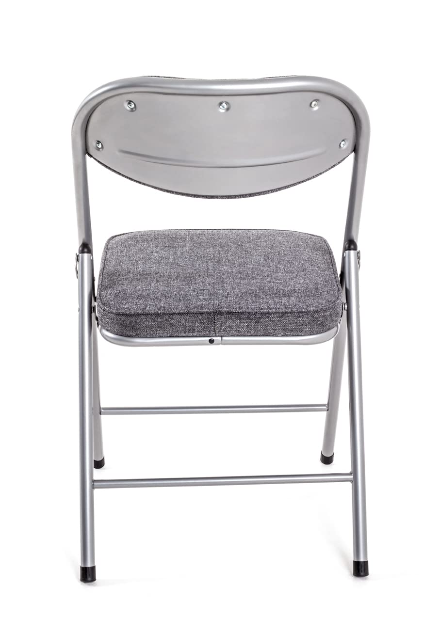 HAKU Set di 4 sedie pieghevoli alu, grigio, Schienale imbottito, sedile imbottito, acciaio - Dim. L 47,00 cm x A 79,00 cm x P 53,00 cm, Stile Moderno