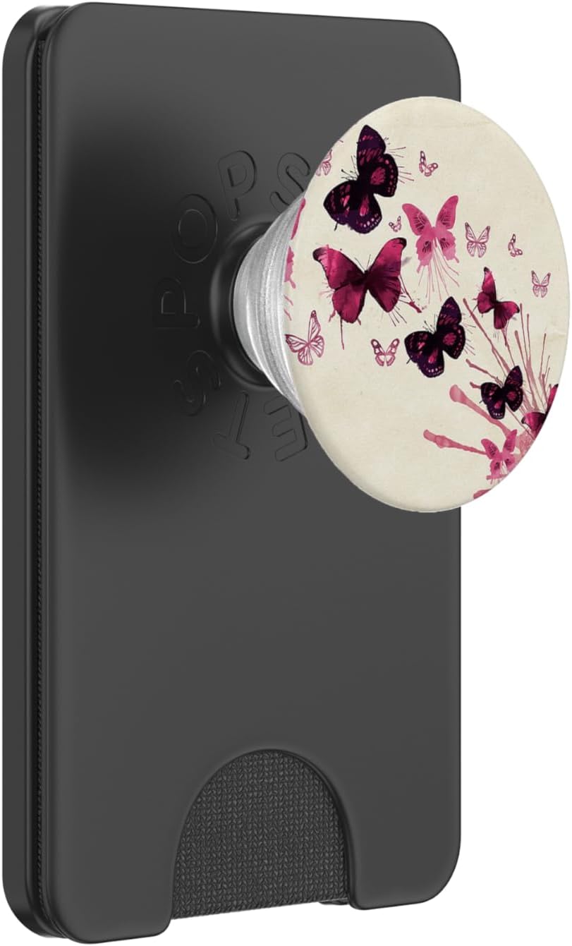 Dark Pink Butterfly Cellphone Holder Hand Pop Up Phone Knobs PopSockets PopGrip: Swappable Grip for Phones & Tablets PopSockets PopWallet for MagSafe