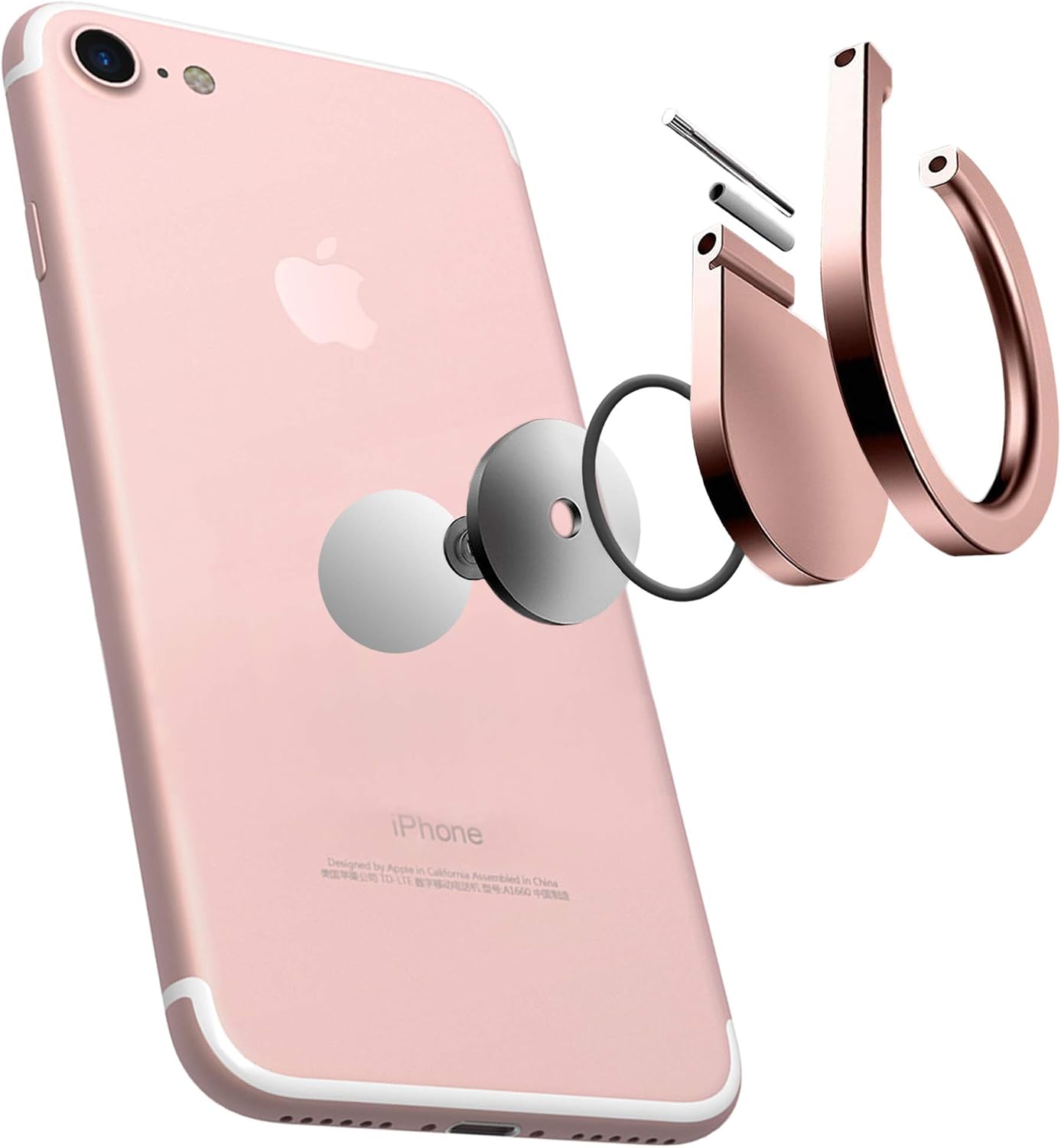 Cell Phone Ring Holder for Back of Phone Mount and Finger Grip iPhone Ring Kickstand (Rose Gold)