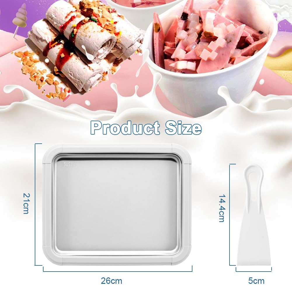 Teglia per gelato fai da te, macchina per gelato, rotolo di gelato istantaneo con 2 spatole, frullatore in acciaio inox