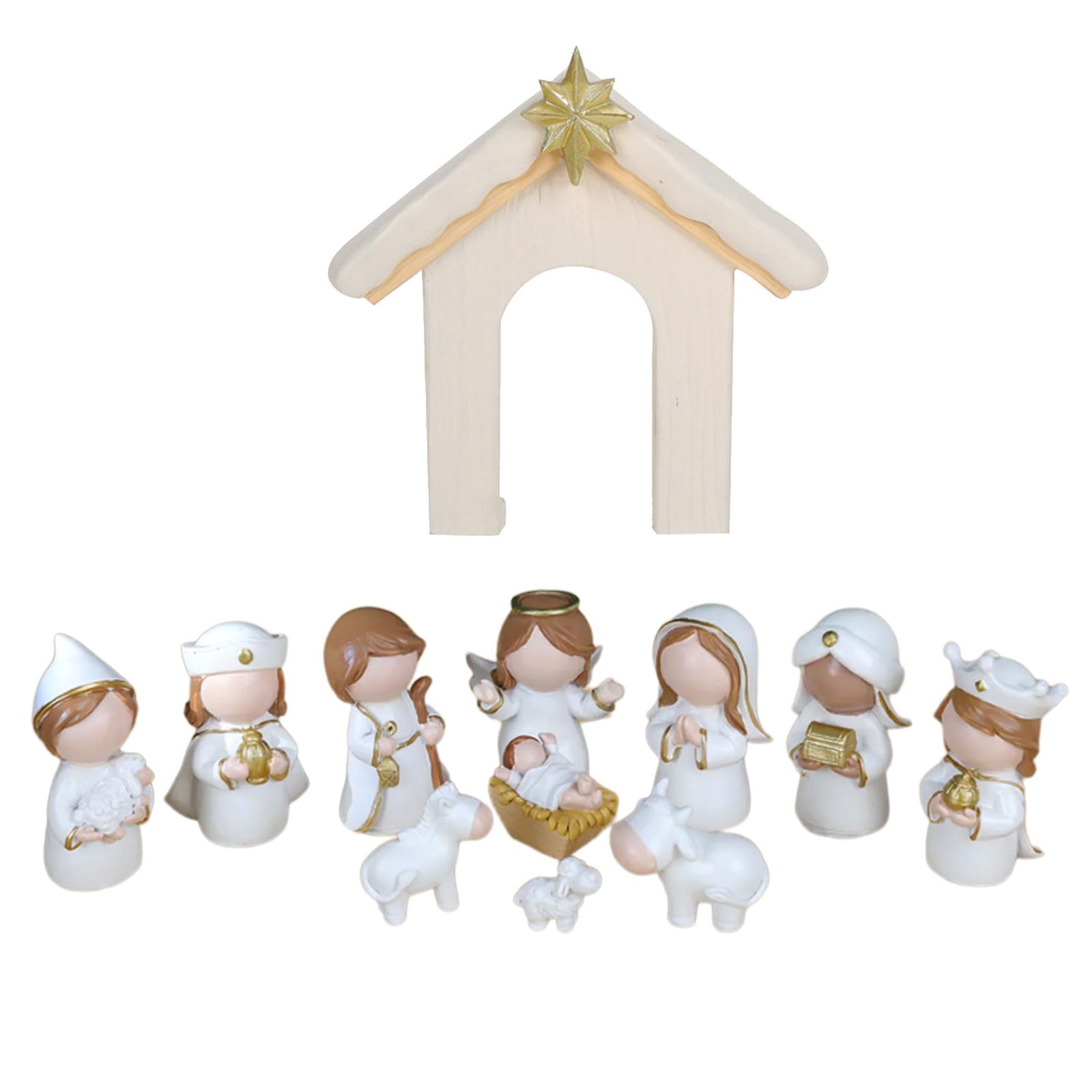 Xjdzineq Jesuses Holy Family Statue Miniature Christmas Nativity Scene Sculpture for Xmases Indoor Home Table Holiday Decoration Christmas Nativity Figurines