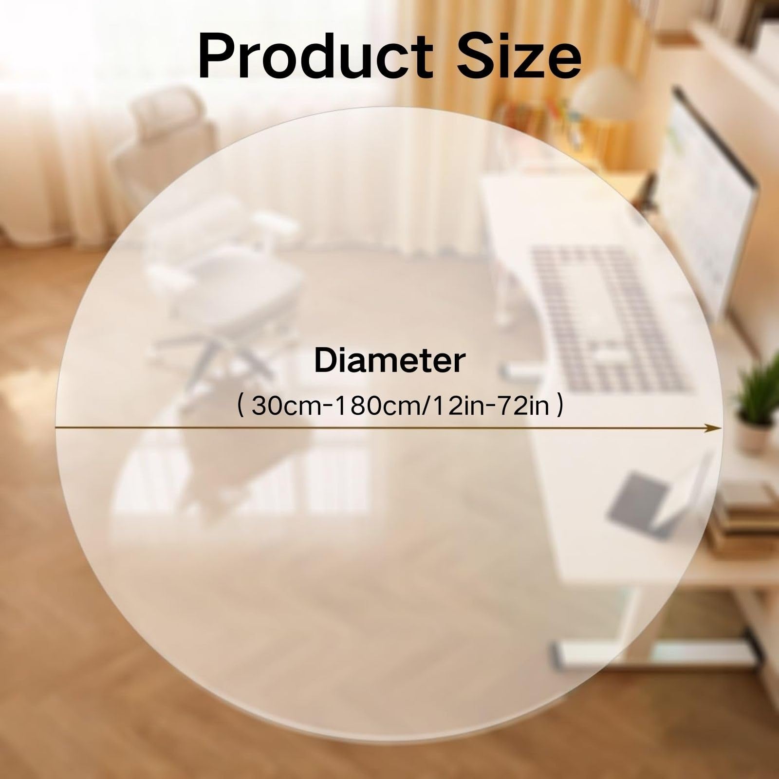 Tapis de chaise de bureau transparent pour moquette et planchers en bois dur rond de 150 cm pour chaises roulantes, tapis de bureau – Idéal pour la maison et le bureau