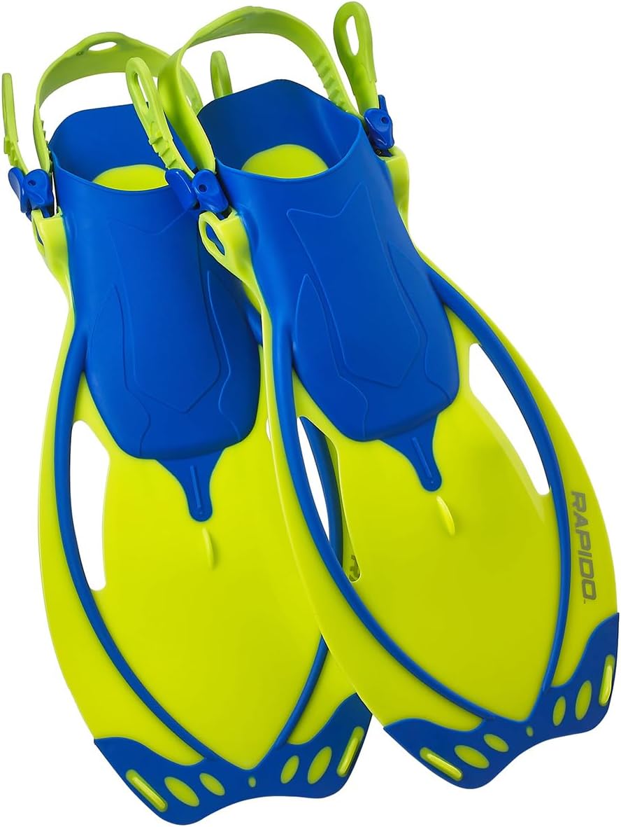 Rapido Marine Junior Open Heel Fins - Blue Lime, Large/X-Large