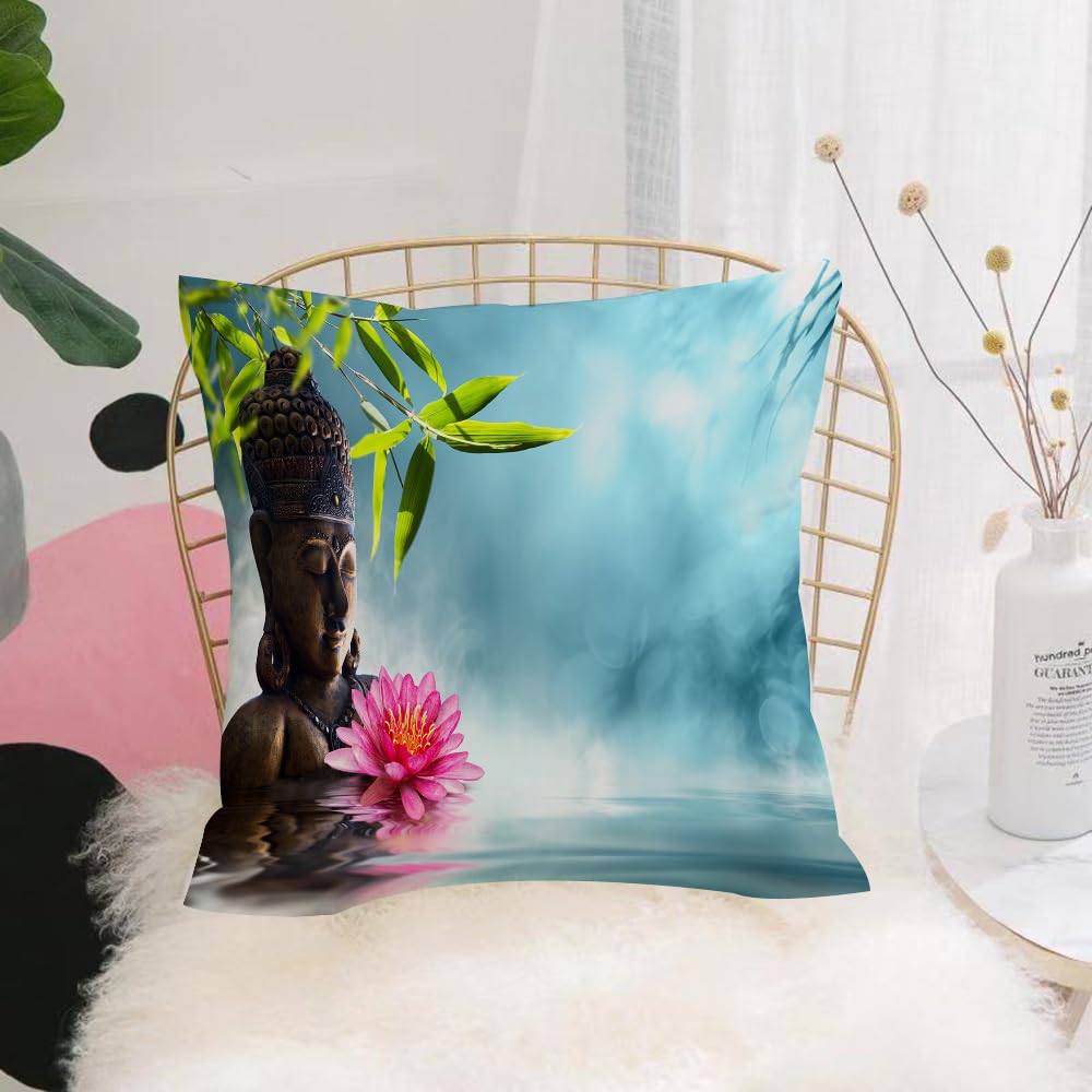 HYMSXW Cushion Cover,Throw Pillow Case Home Decorative for Living Room Bedroom Sofa Chair 20X20 Inch,Zen Decor, Zen Waterlilly Flowers Spa Decor Nature Feng Shui Nat,Pillowcase 50X50cm