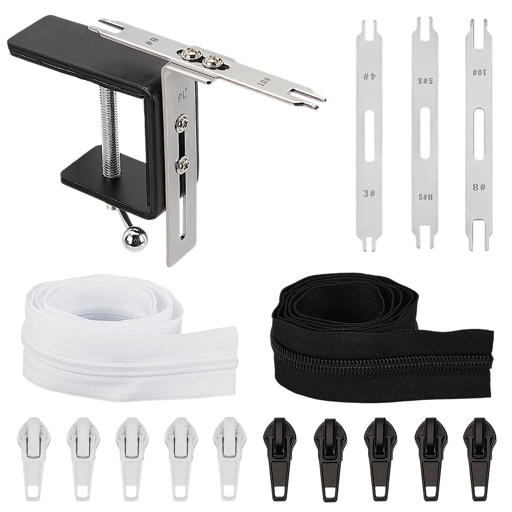 AHANDMAKER Zipper Jig Schieber, Werkzeugsatz für die Reißverschlussmontage von #2,5 bis #10, Reißverschlüsse Und Schieber Ersetzen Reißverschlüsse zum Nähen, Schlafsack