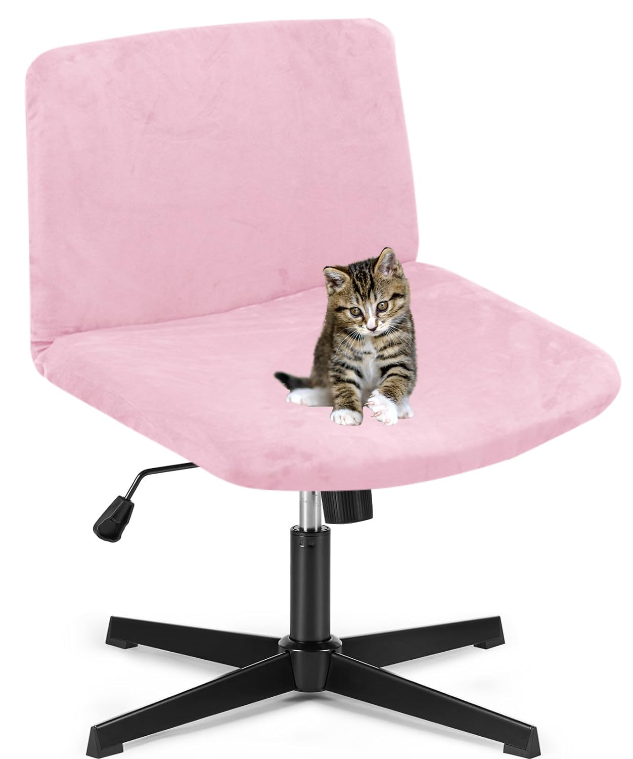 Deisy Dee Velvet Cross Legged Office Chair Covers - Upgrade Your Armless Wide Seat Computer Task Chair with Soft and Vibrant Velvet Stretch Covers -