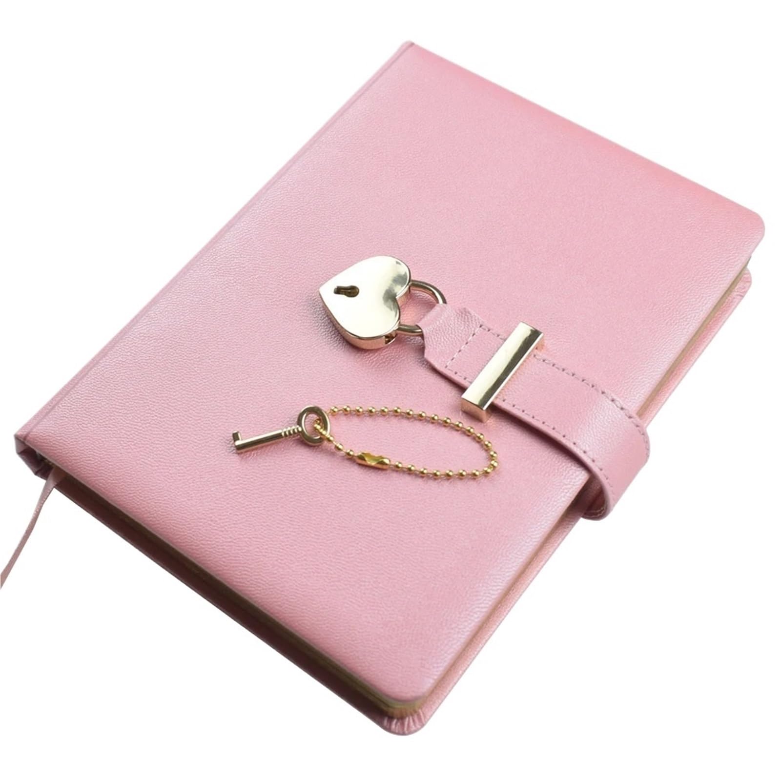 Tagebuch Mit Schloss Rosa Notizbuch mit Schloss und Schlüssel, PU-Ledereinband, 120 linierte Seiten, süßes Reisetagebuch for Schul- Bürobedarf