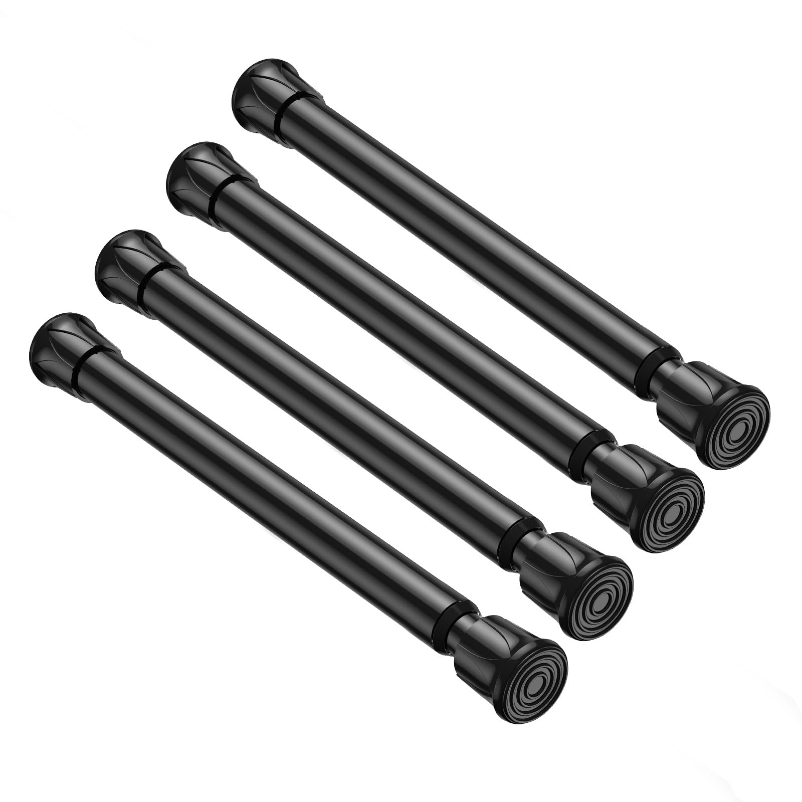 4 Pack Small Spring Tension Curtain Rod 8 to 12.5 Inch, Thin DIY Tension Rods No Drill for Slim Window Cupboard Closet Sidelights, Black