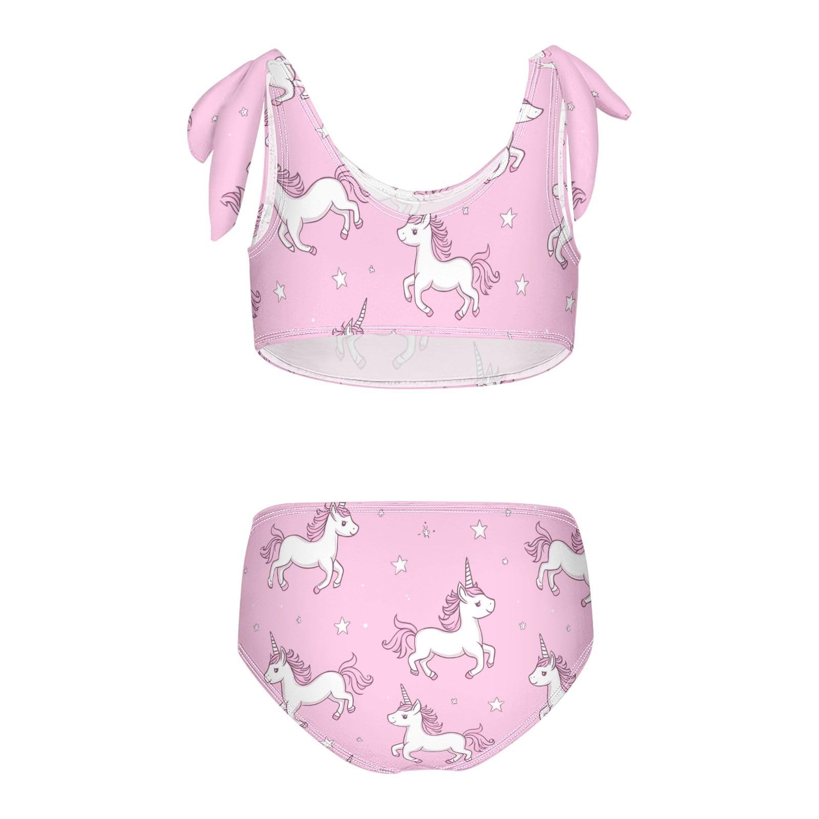 Wusikd Cute Unicorn Girls Swimsuits Two Piece Pink Swimwear Bikini Set for for Girls Size 7-8T