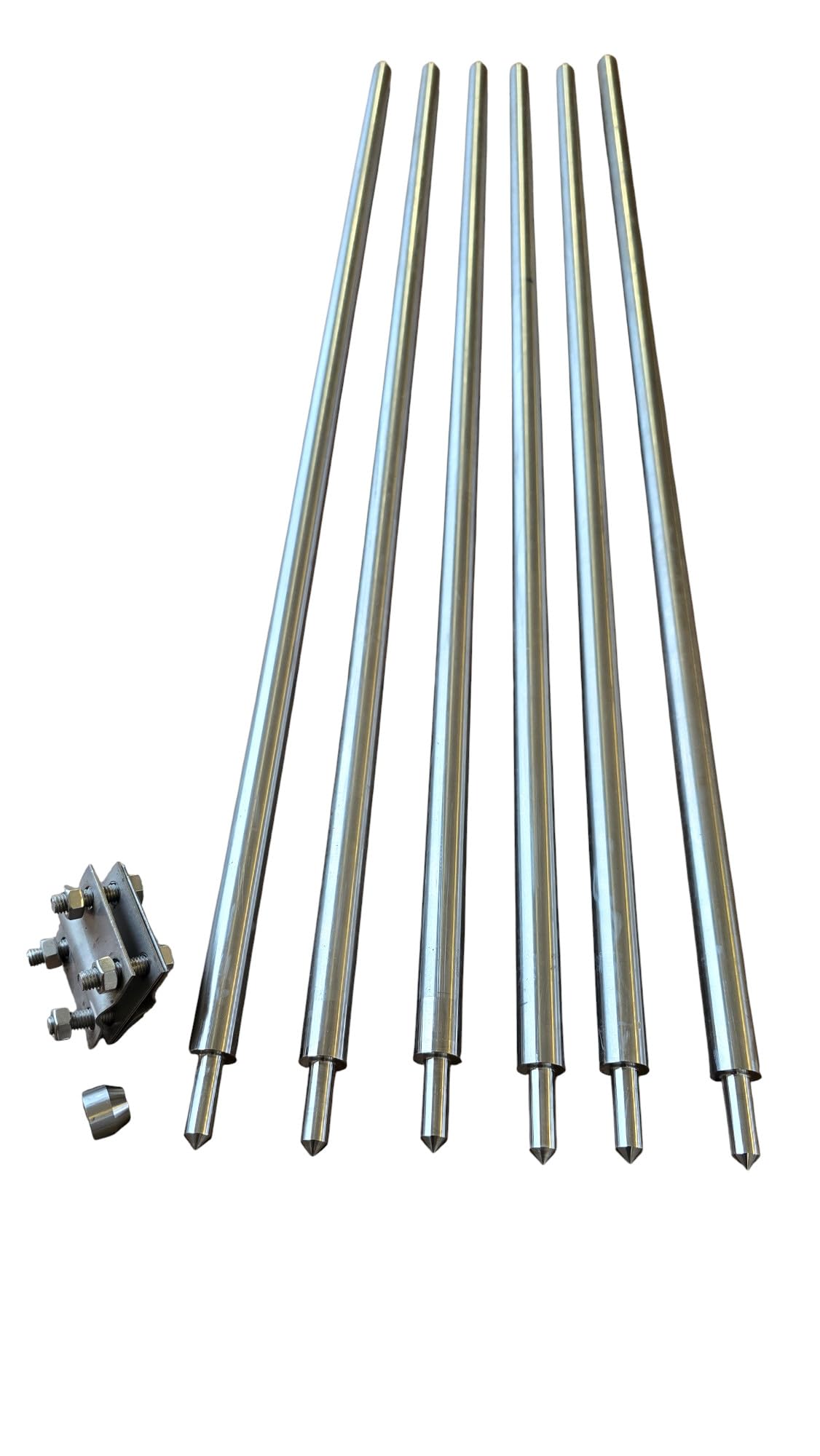 Tiefenerder SET V4A Edelstahl Ø 20mm 1m, 2m,4m,6m inkl. Klemme & Schlagspitze (Set 6m)