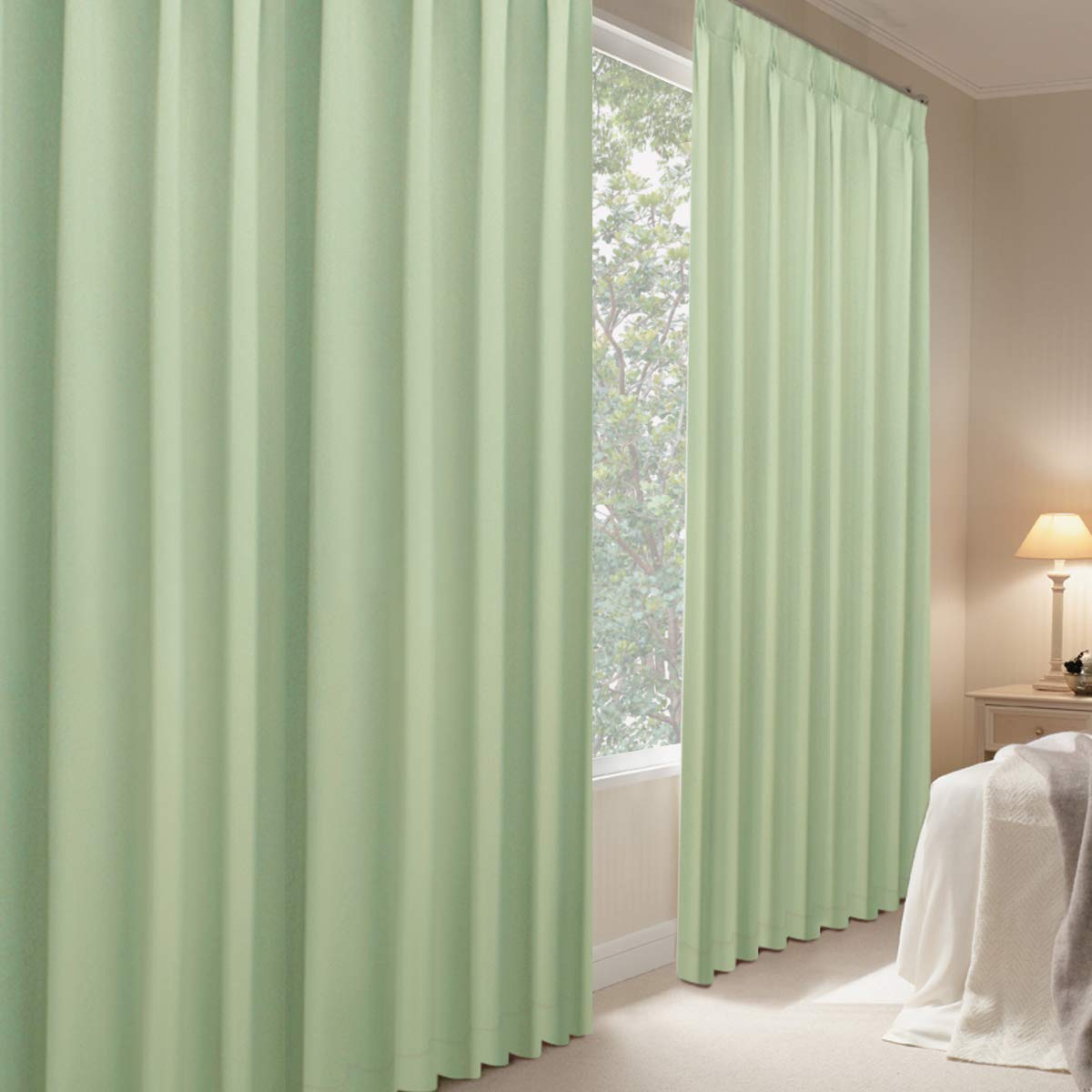 Amazon｜[カーテンくれない]2倍ヒダ 日本製遮光カーテン【40色