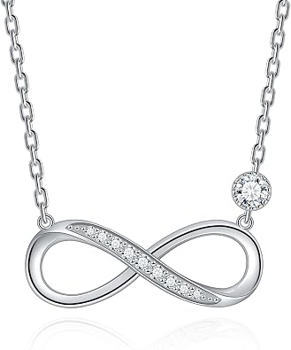 getlove Moissanite Infinity Pendant Necklace 925 Sterling Silver Moebius Circle Necklace Anniversary Love Infinity Pendant for Her Wife Birthday Eternity Jewelry Gifts