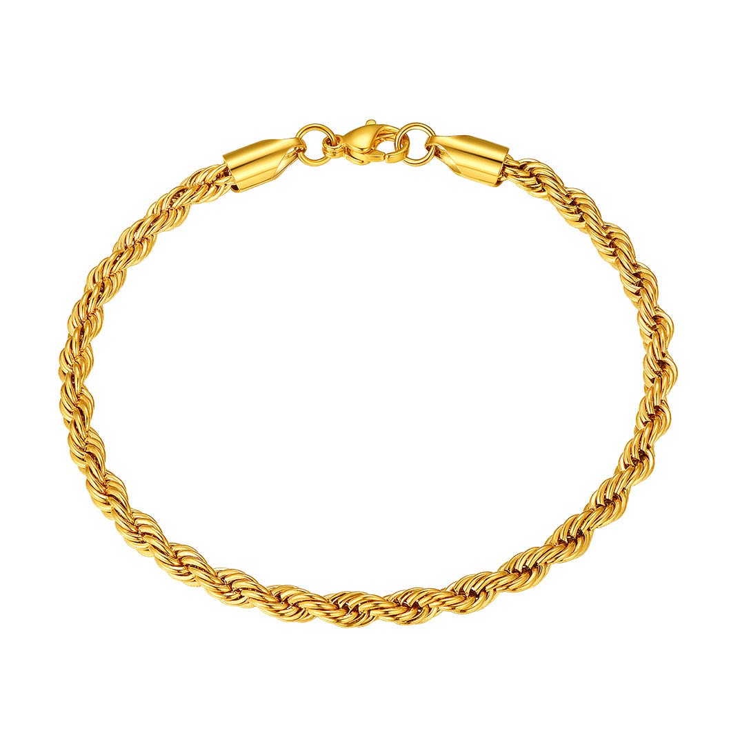 Richsteel Pulsera de Cadenas Trenzadas, 3mm 6mm Ancho, 21cm Largo, Incluye Caja de Regalo Recycled Claim Standard 100
