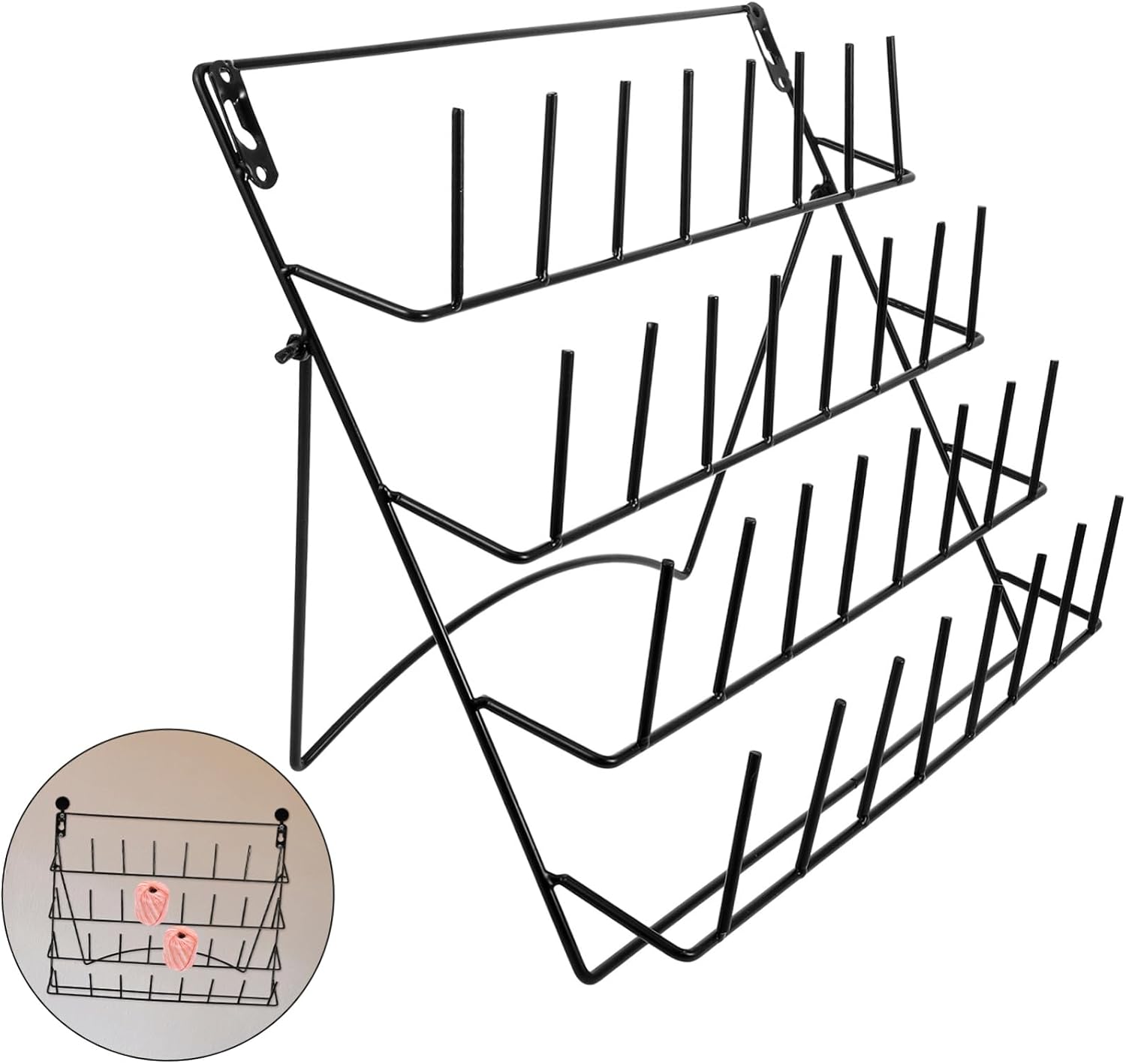 Wall-Mounted Organizer Rack for Storage and Display Frame Design Detachable Pegs for Glassware for Mug and Lab Area Organization