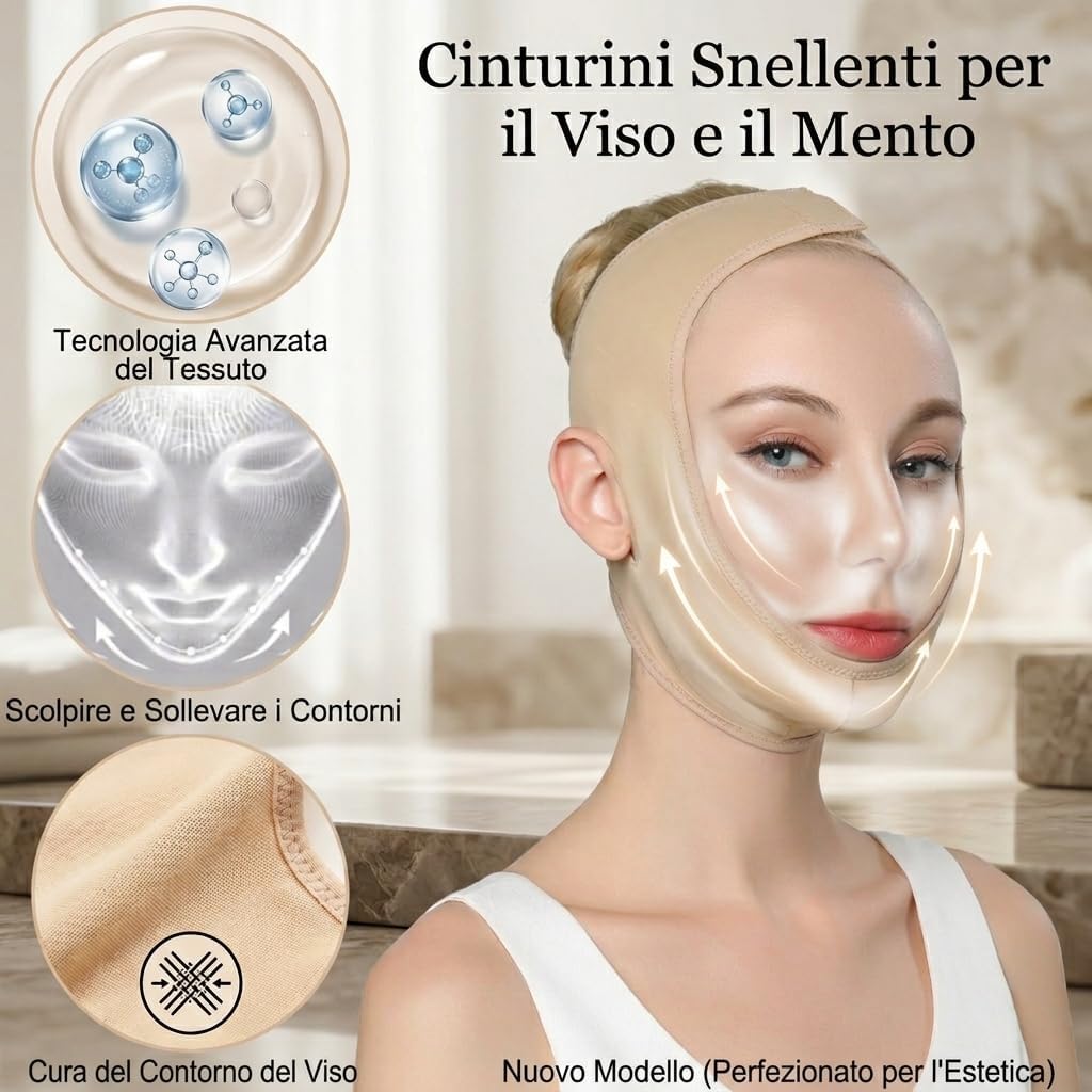 Sweetlifty Doppio Mento V-Face Lifting Mask, fascia di serraggio per il viso per ridurre il doppio mento e migliorare la piega naso-labiale (M)