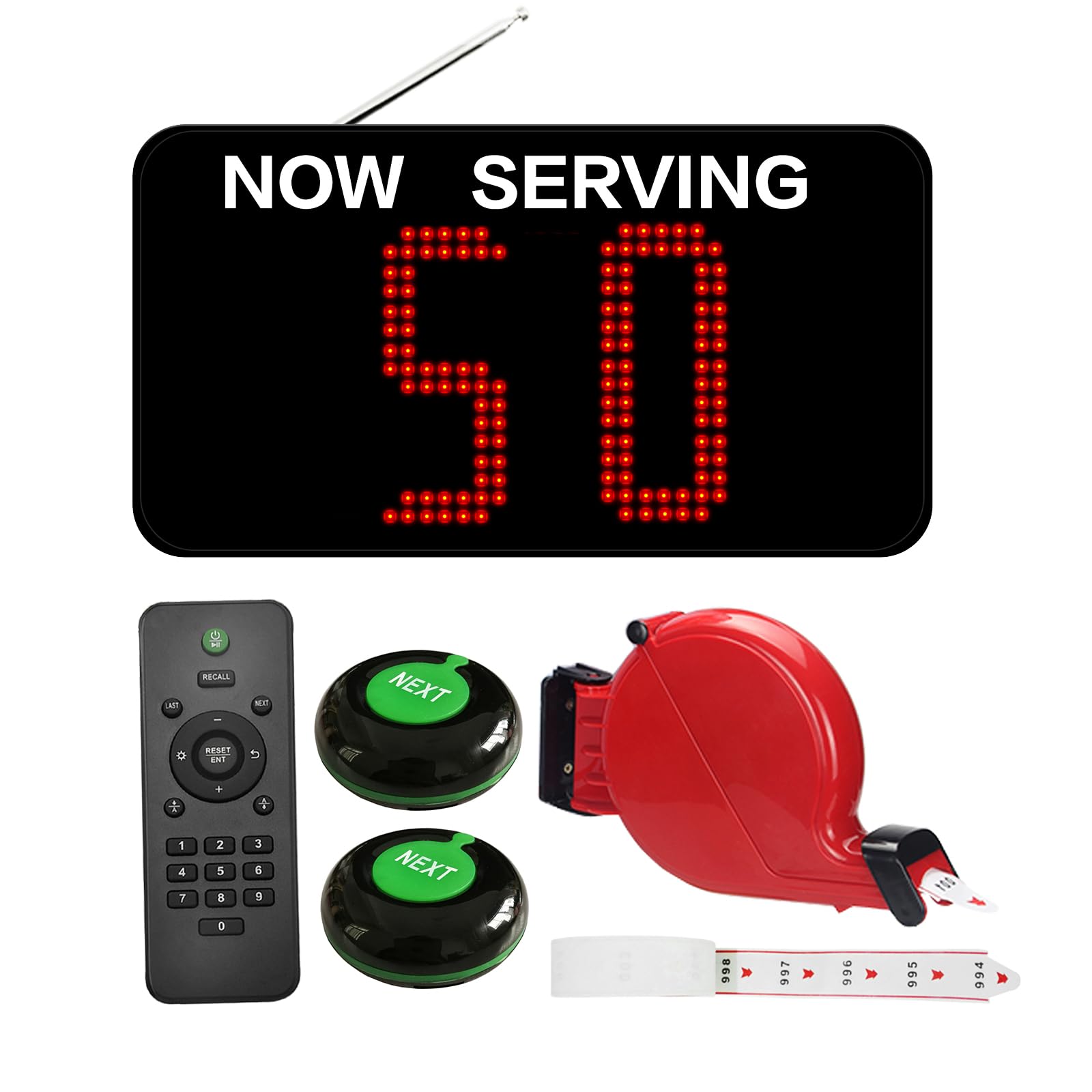 Pantalla Su Turno Digital | 2 Dígitos | Con 2 Botones de Llamada +1 Dispensador de Números+1 Mando | Kit Completo de Su Turno para Tiendas/Restaurante/Centros Médicos (Clínica, Consultorio)