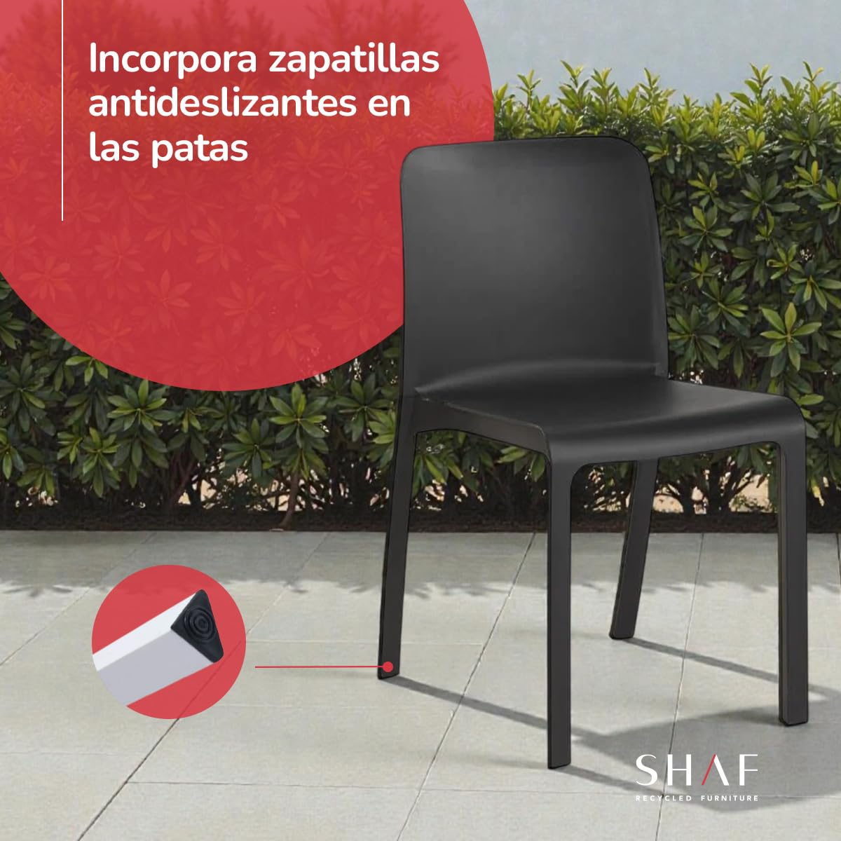 SP Berner - Pack de 6 Sillas Grana - Apilables, Ergonómicas y Resistentes - Uso Interior y Exterior - Fabricadas en España con Plástico Reciclado - Blanco