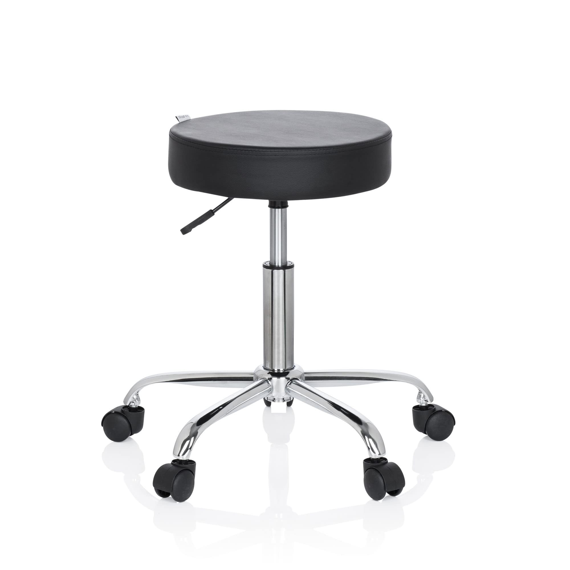 hjh OFFICE 729410 Bürohocker Operator II Kunstleder Schwarz Hocker höhenverstellbar mit Rollen