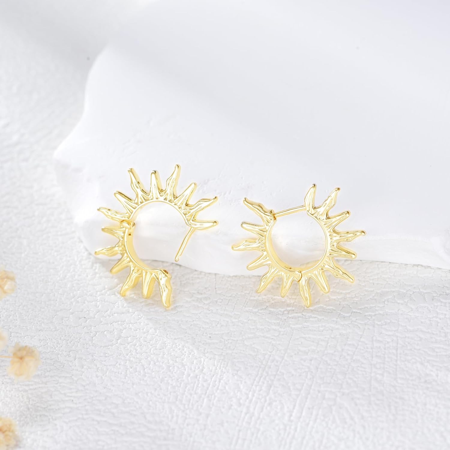 14K Gold Hoop Earrings Gold Trendy Spike Hoop Earrings Huggie Hypoallergenic Jewelry Gifts for Women - Image 4