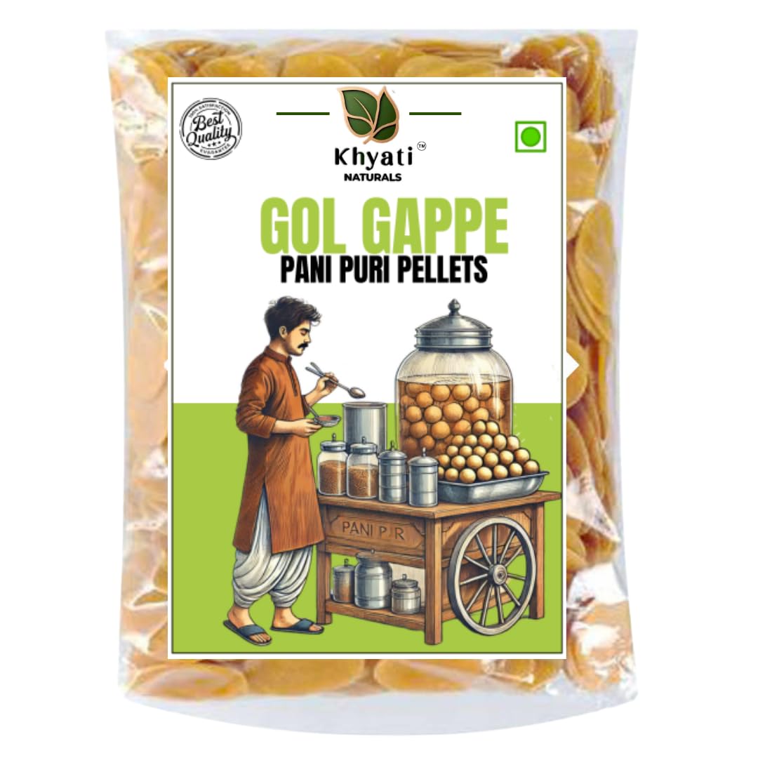 Khyati Naturals Sooji/Atta Pani Puri Fryums | Ready-to-Fry & Air Fryer Friendly Golgappa | Instant & Crispy Puchka/Gupchup | Hygienic & Fresh Indian Snack (400 Gram, Pani Puri)