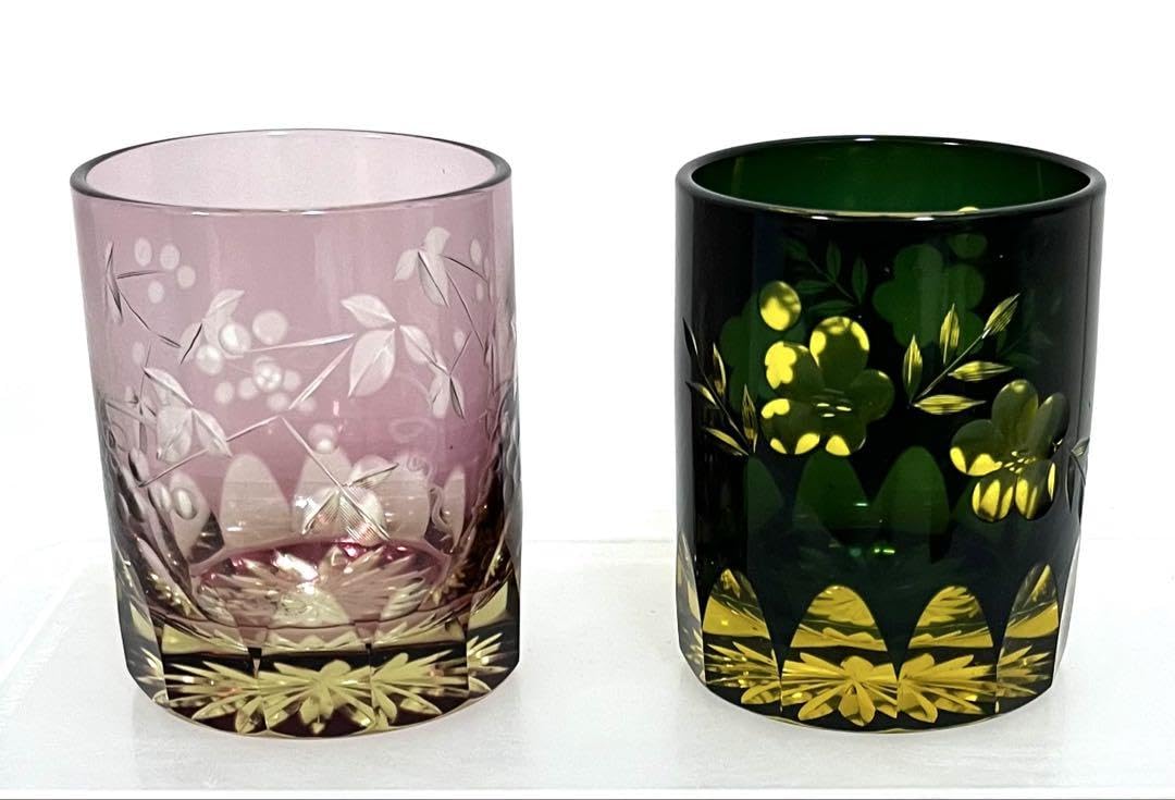 Amazon | 小樽 北一硝子 ぎやまん 切子 ロックグラス 2客セット 桐箱付