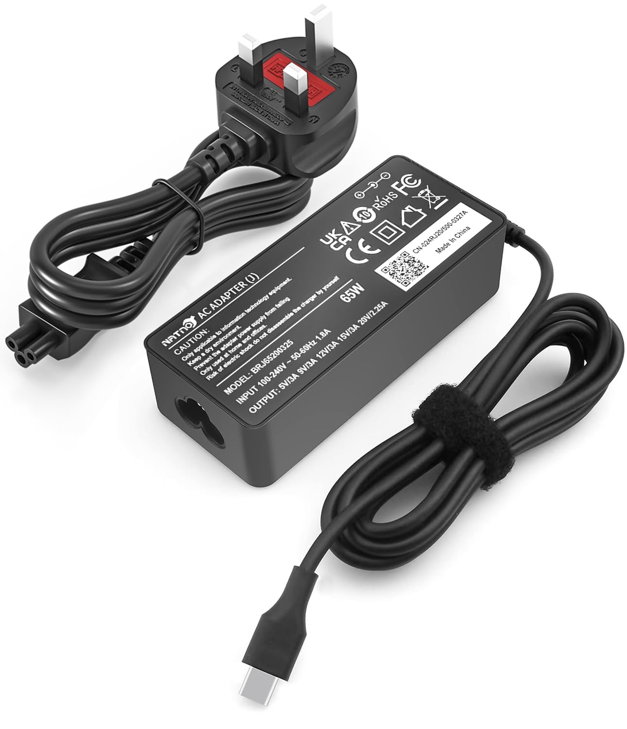 NATNO65W USB TYPE C Laptop Charger for Lenovo ThinkPad T14 E14 T16 T480 T580 X1 Carbon Chromebook Yoga ADLX65YDC2A, Fit for HP Dell Acer Asus Huawei Samsung نوع سي شاحن لابتوب USB C Charger