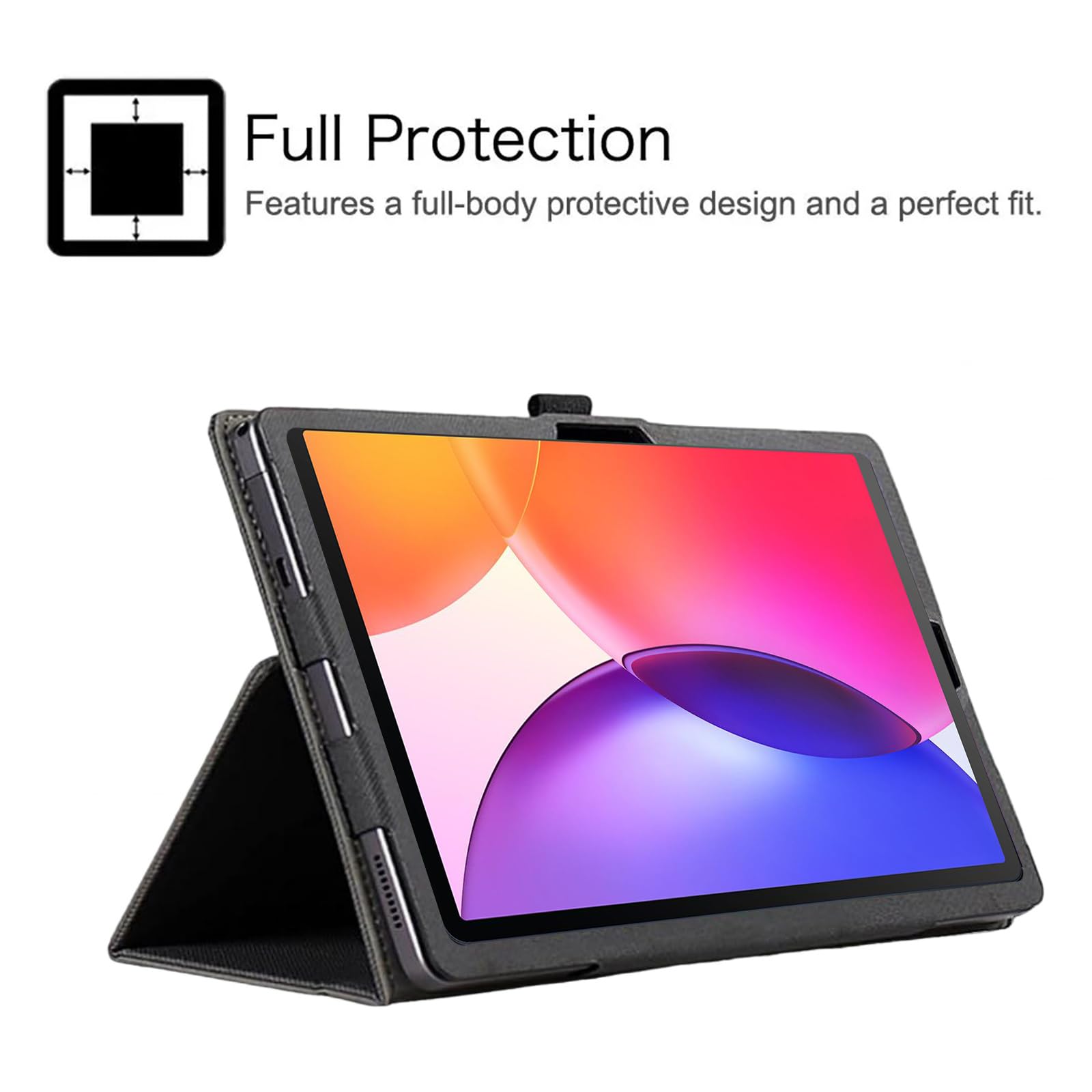 MEMELOKA Custodia per TCL Tab A1 Plus 12.2 Pollici, Leggera e Sottile Custodia in Pelle PU con Cinturino da Polso, Morbido Cover con Funzione di Supporto, Nero