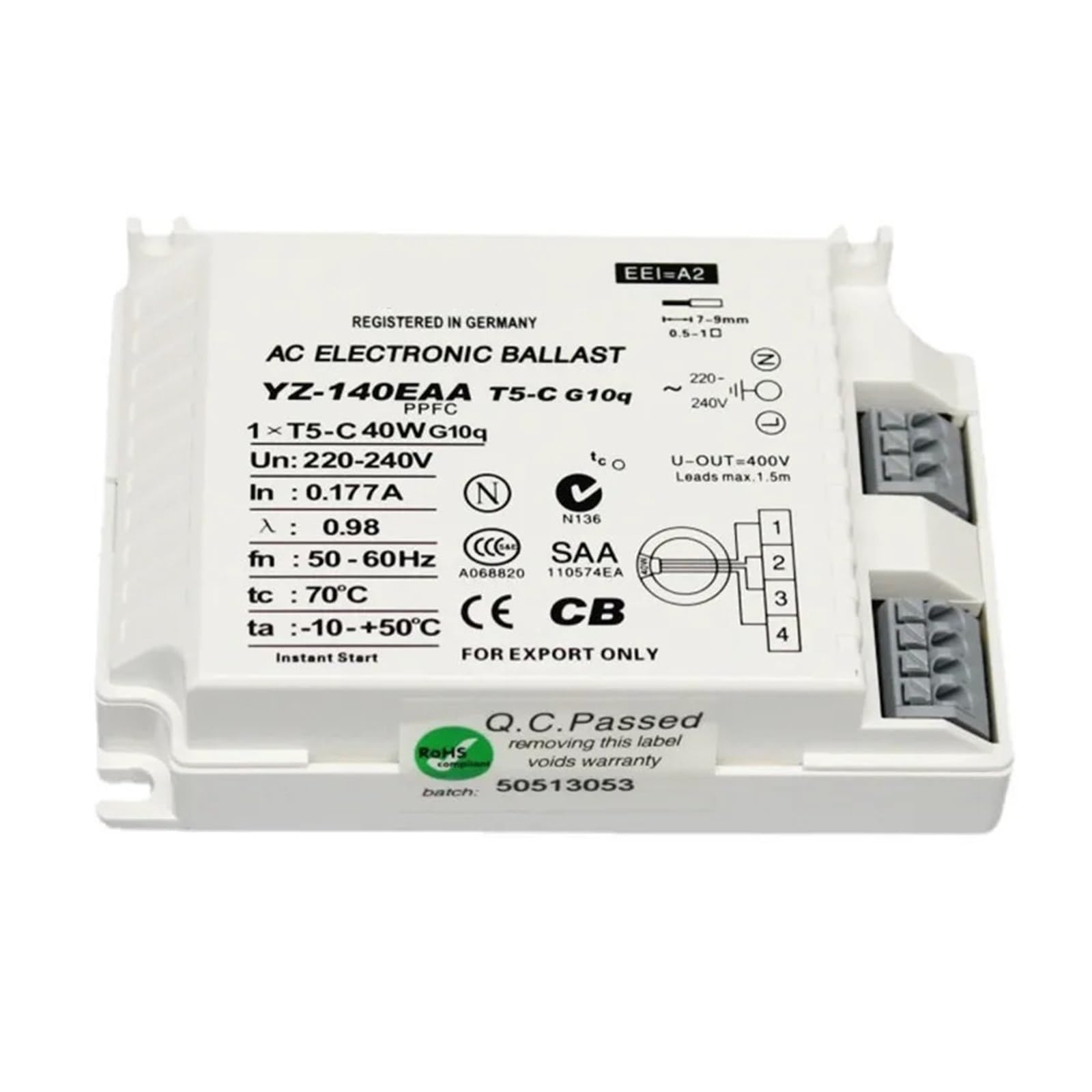 HASGTFM Electronic Ballast YZ-140EAA 40W AC 220-240V Fluorescent Lamp For T5 Ring Lamp Standard